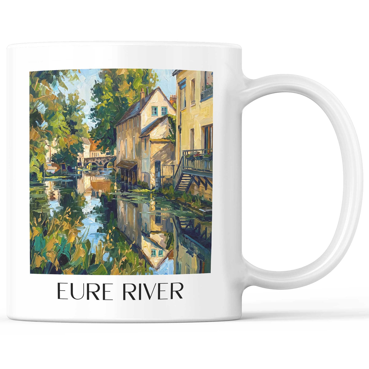 Rivière l'Eure Kaffeebecher - Chartres - Frankreich Becher - Kaffeetasse im Ölgemälde Stil