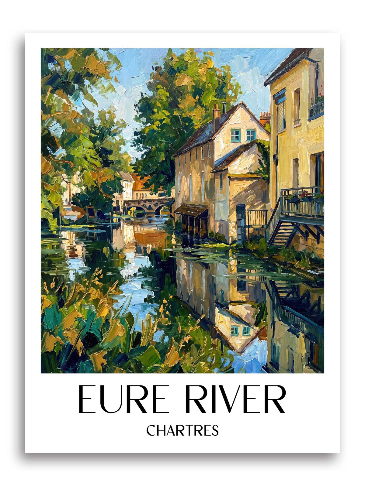 Rivière l'Eure Poster - Chartres - Frankreich Kunstdruck - Ölgemälde von A4 bis A1