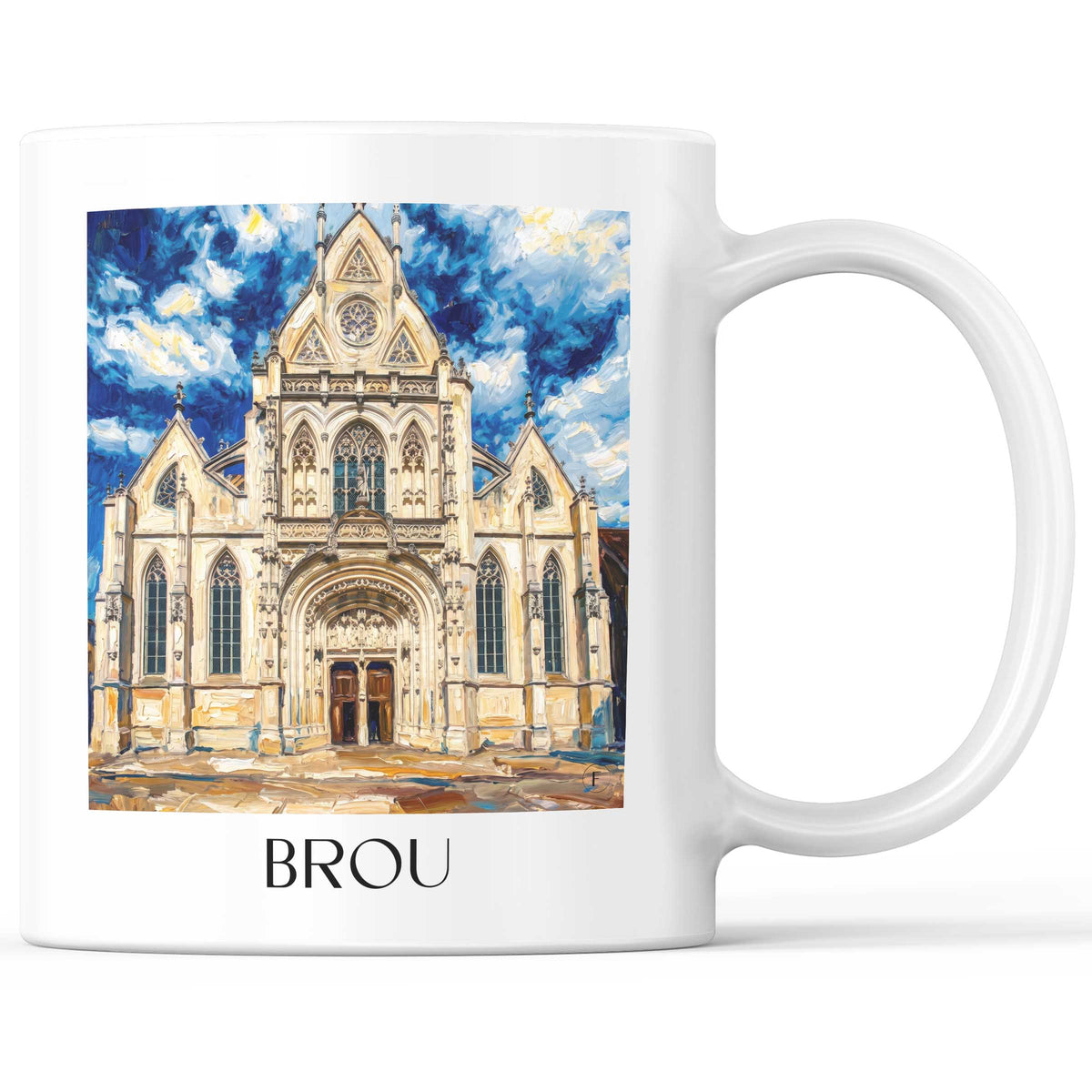 Brou Kaffeebecher - Eure-et-Loir - Frankreich Becher - Kaffeetasse im Ölgemälde Stil