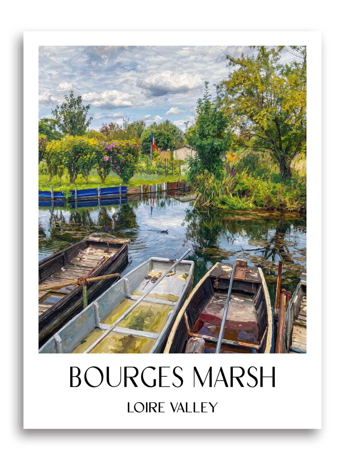 Marais de Bourges Poster - Val de Loire - Frankreich Kunstdruck - Ölgemälde von A4 bis A1