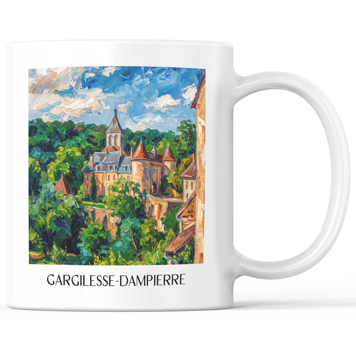 Gargilesse-Dampierre Kaffeebecher - Vallée de la Creuse - Frankreich Becher - Kaffeetasse im Ölgemälde Stil