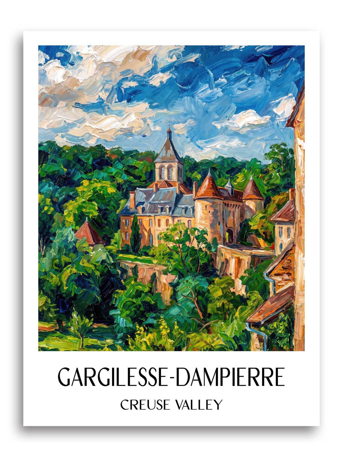 Gargilesse-Dampierre Poster - Vallée de la Creuse - Frankreich Kunstdruck - Ölgemälde von A4 bis A1
