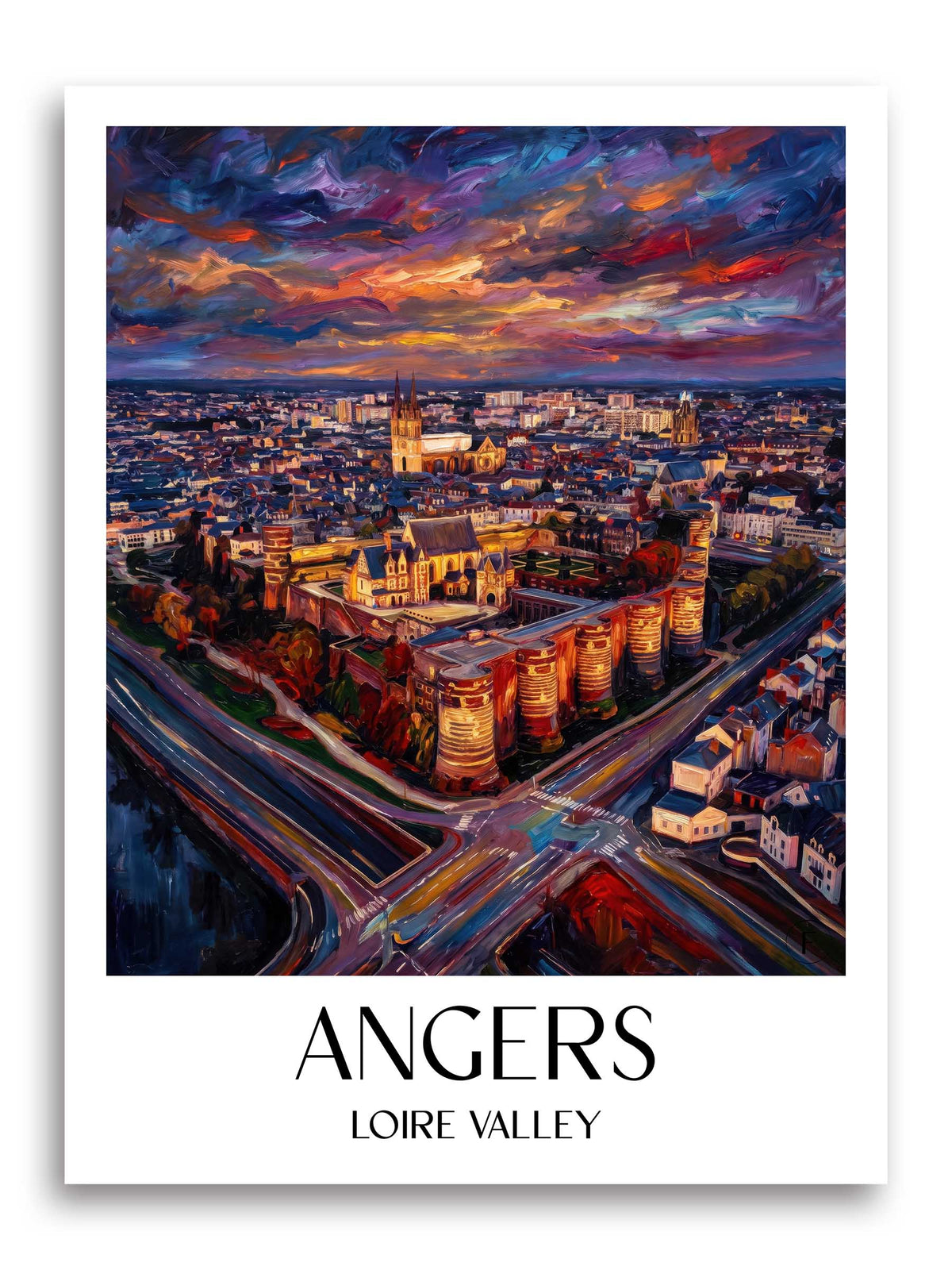Angers Poster - Val de Loire - Frankreich Kunstdruck - Ölgemälde von A4 bis A1