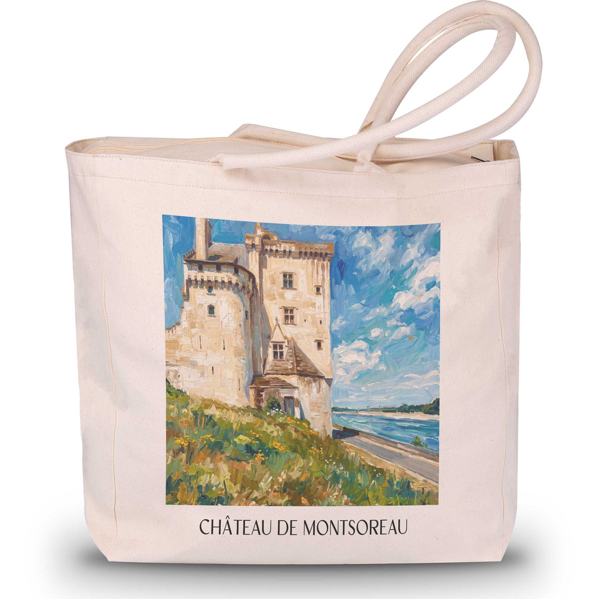 château-de-montsoreau-val-de-loire-frankreich-einkaufstasche-oil-painting-oelgemaelde