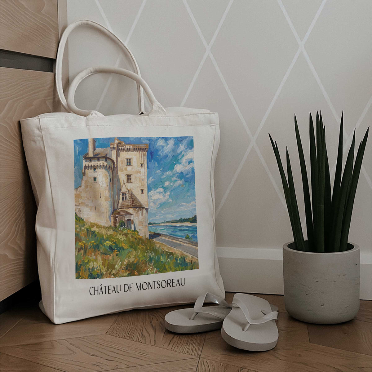 château-de-montsoreau-val-de-loire-frankreich-einkaufstasche-oil-painting-oelgemaelde