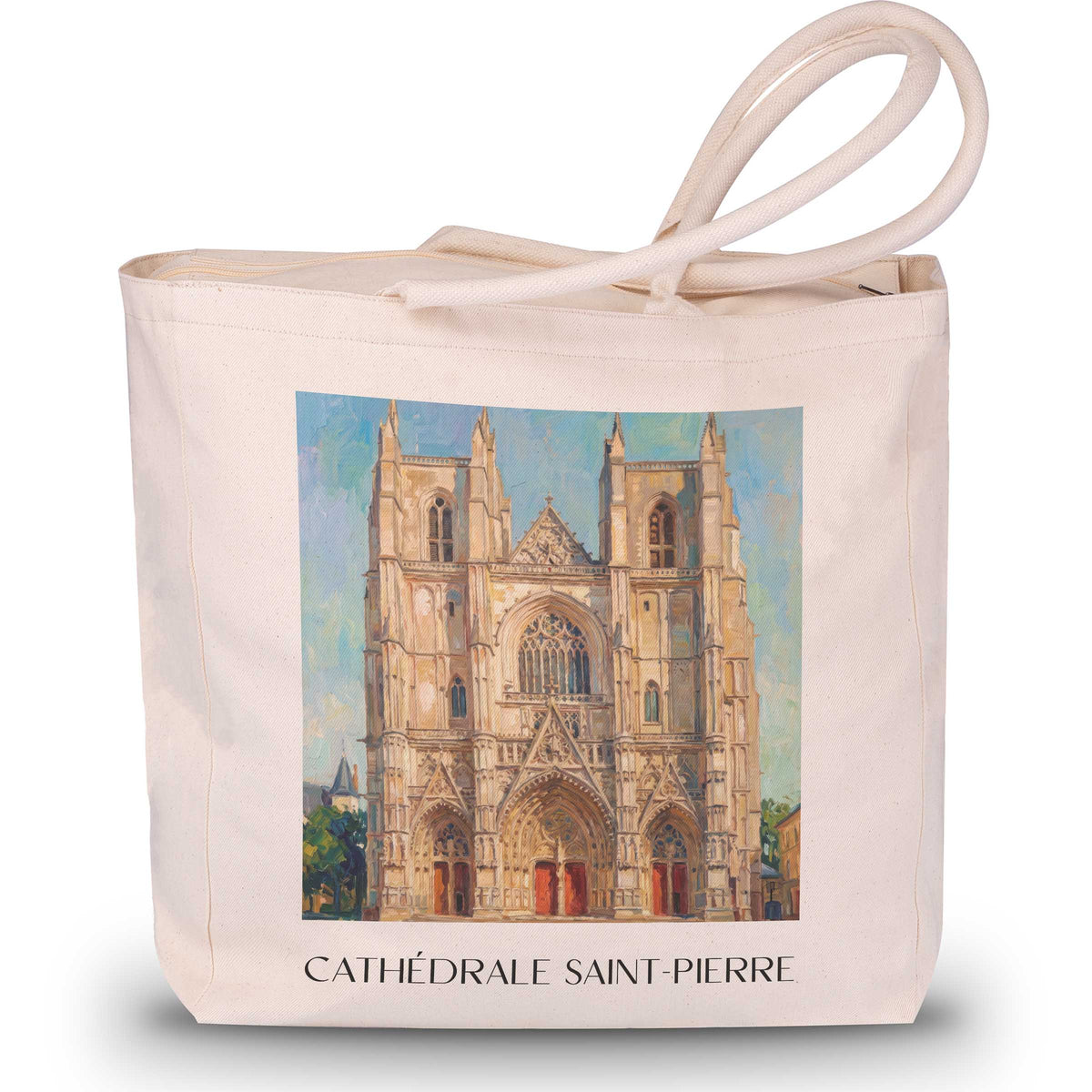 cathédrale-saint-pierre-nantes-frankreich-einkaufstasche-oil-painting-oelgemaelde