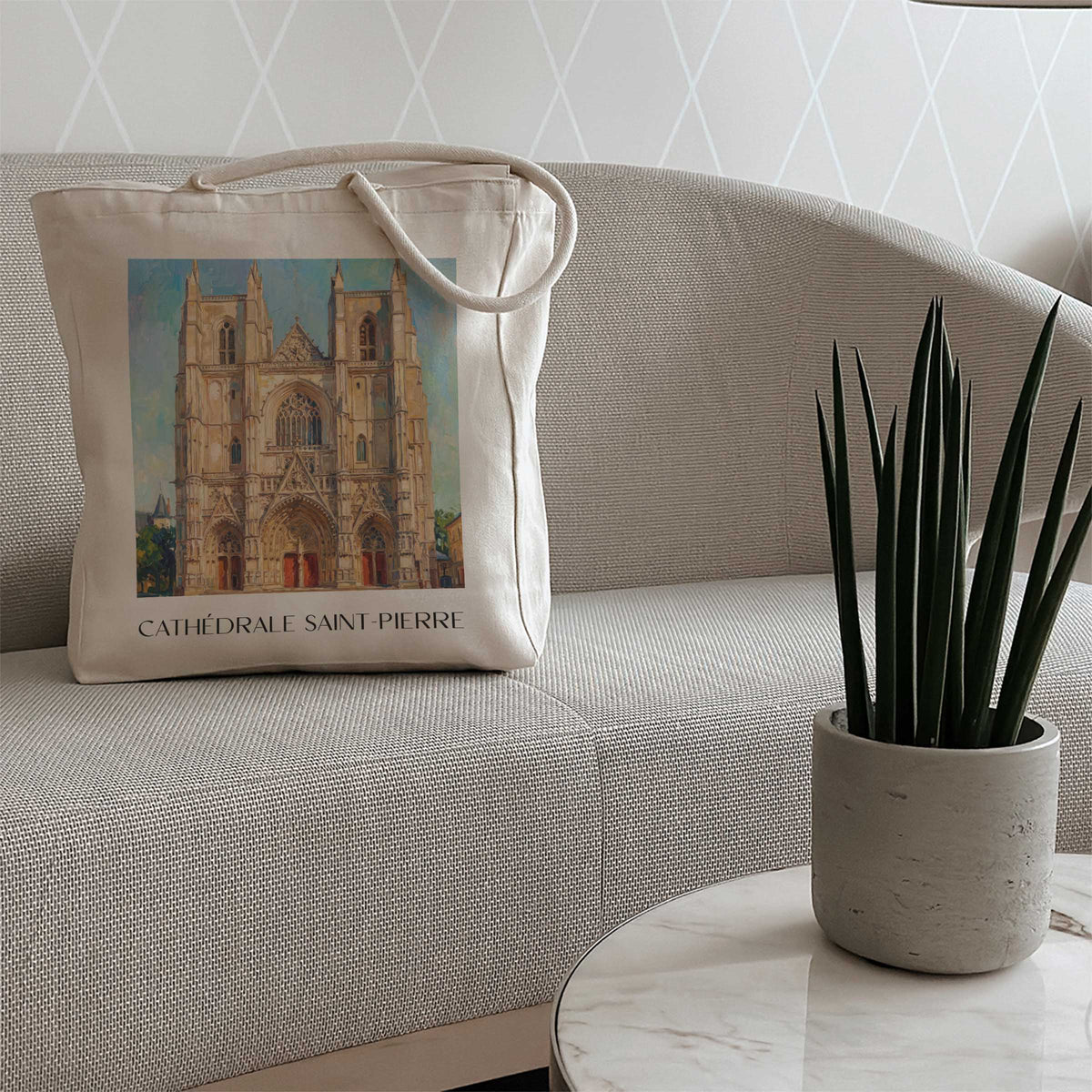 cathédrale-saint-pierre-nantes-frankreich-einkaufstasche-oil-painting-oelgemaelde