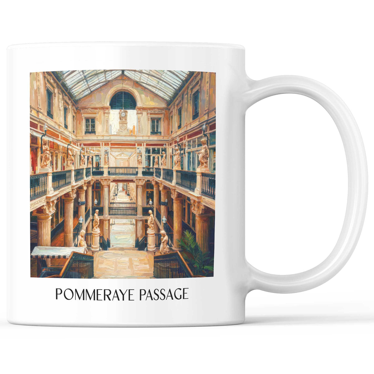 Passage Pommeraye Kaffeebecher - Nantes - Frankreich Becher - Kaffeetasse im Ölgemälde Stil