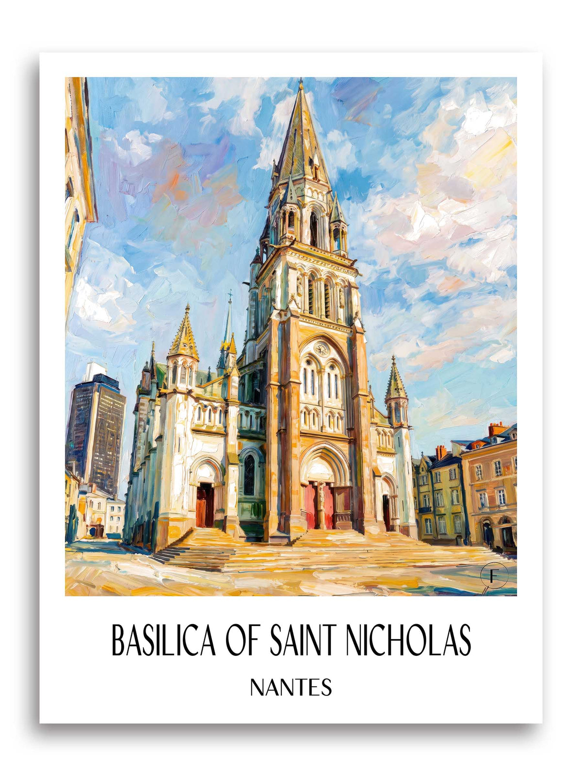Basilique Saint-Nicolas Poster - Nantes - Frankreich Kunstdruck - Ölgemälde von A4 bis A1