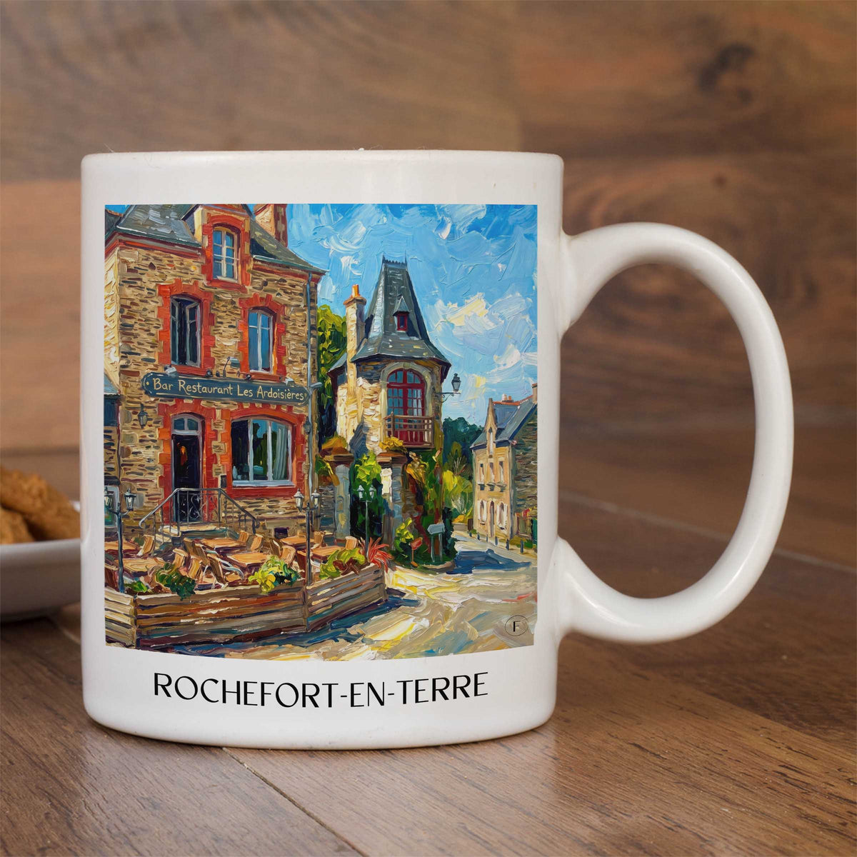 rochefort-en-terre-morbihan-frankreich-kaffeebecher-oil-painting-oelgemaelde