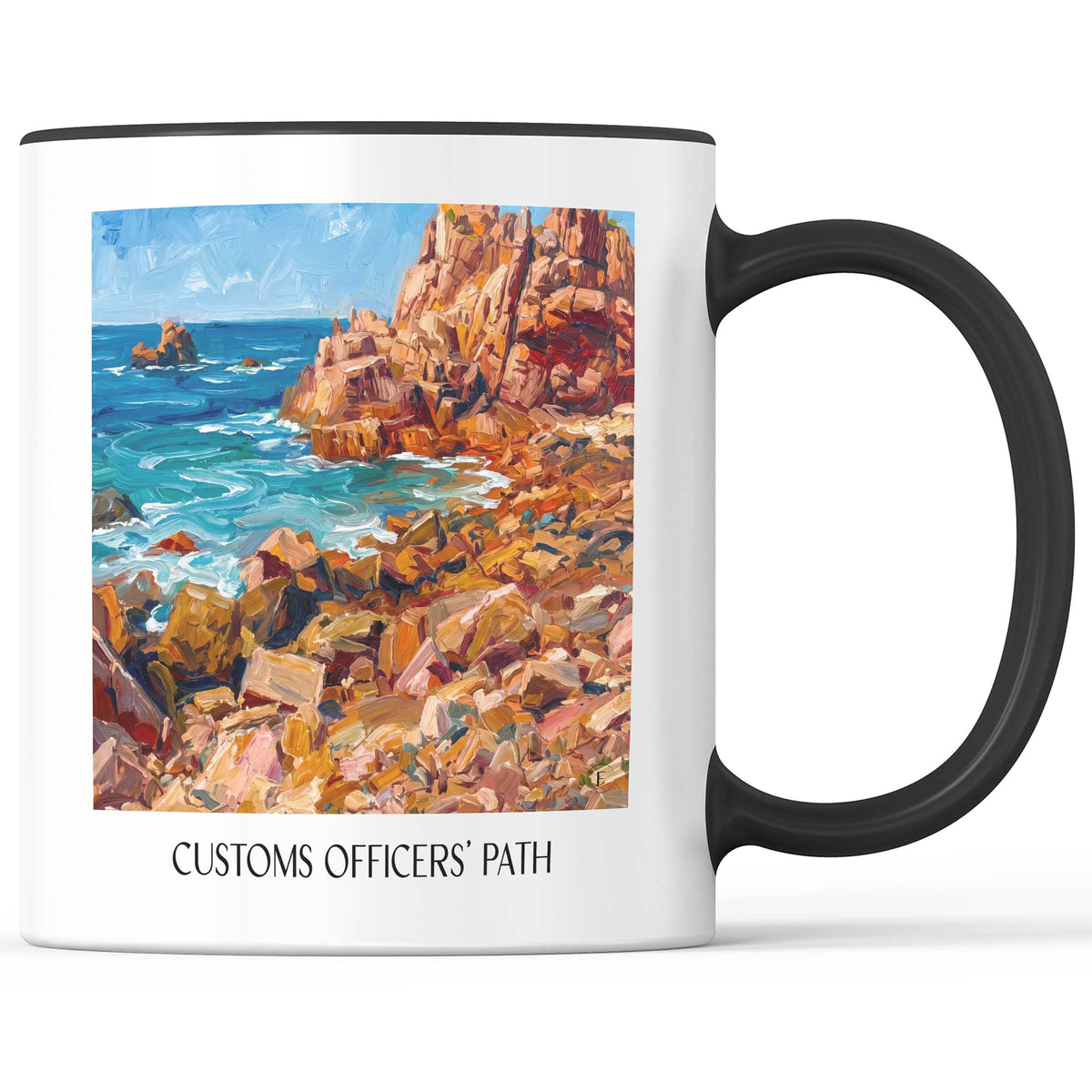 Sentier des Douaniers Kaffeebecher - Perros-Guirec - Frankreich Becher - Kaffeetasse im Ölgemälde Stil