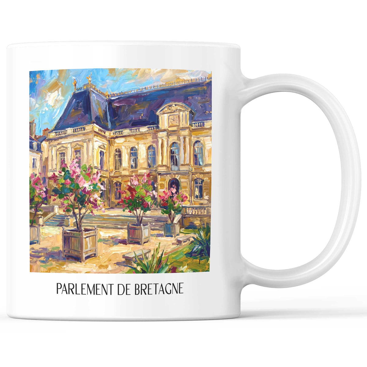 Parlement de Bretagne Kaffeebecher - Rennes - Frankreich Becher - Kaffeetasse im Ölgemälde Stil