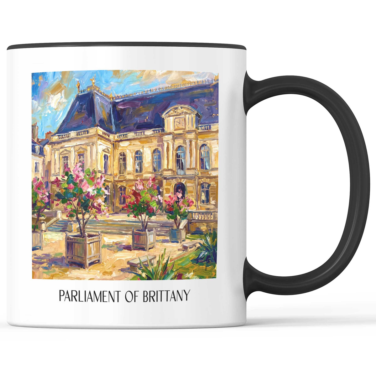 Parlement de Bretagne Kaffeebecher - Rennes - Frankreich Becher - Kaffeetasse im Ölgemälde Stil