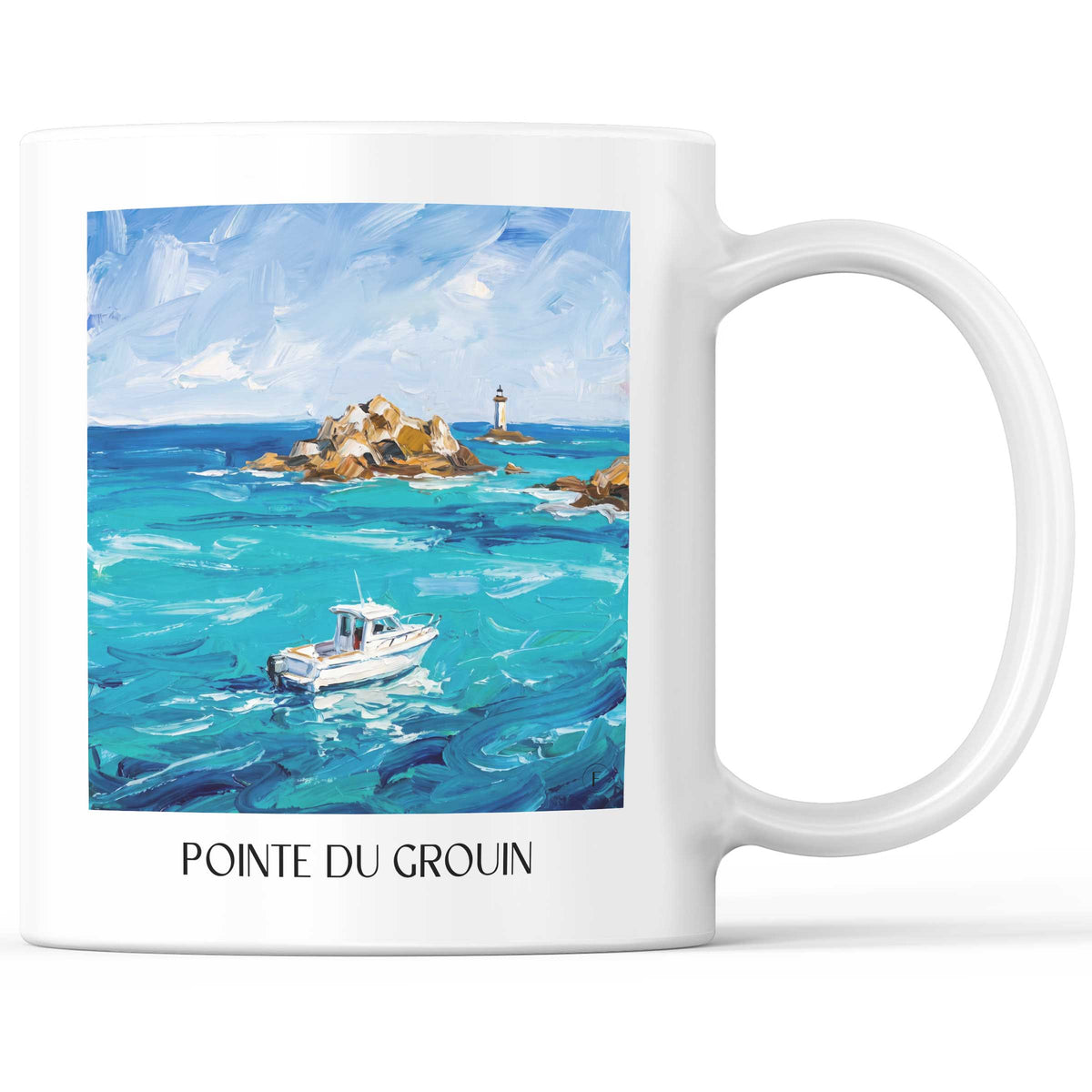 Pointe du Grouin Kaffeebecher - Cancale - Frankreich Becher - Kaffeetasse im Ölgemälde Stil
