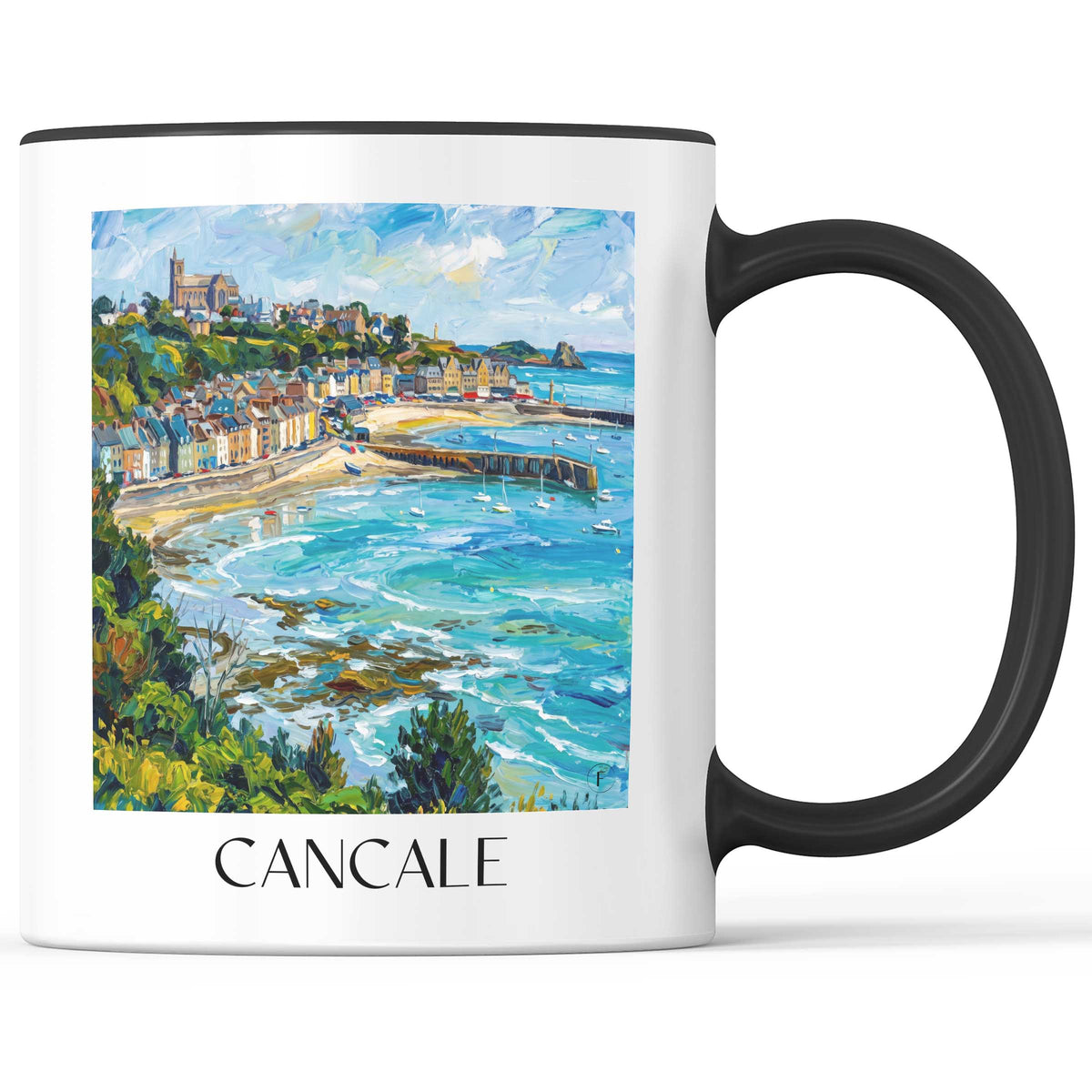 Cancale Kaffeebecher - Côte d'Émeraude - Frankreich Becher - Kaffeetasse im Ölgemälde Stil