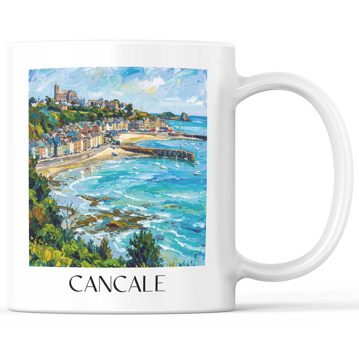 Cancale Kaffeebecher - Côte d'Émeraude - Frankreich Becher - Kaffeetasse im Ölgemälde Stil