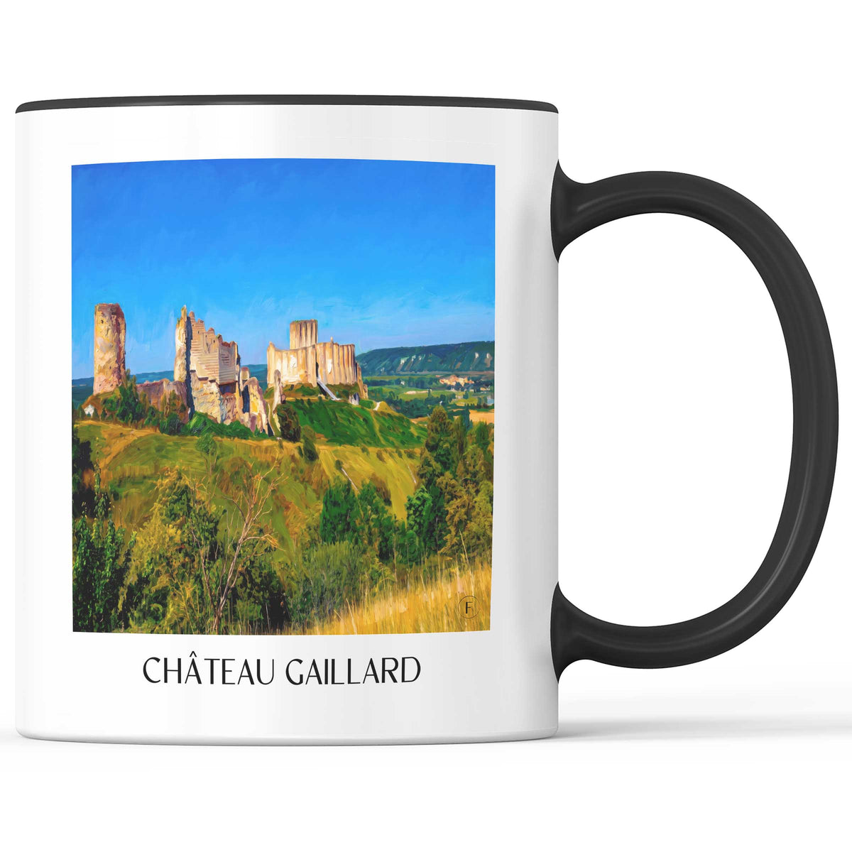 château-gaillard-les-andelys-frankreich-kaffeebecher-oil-painting-oelgemaelde