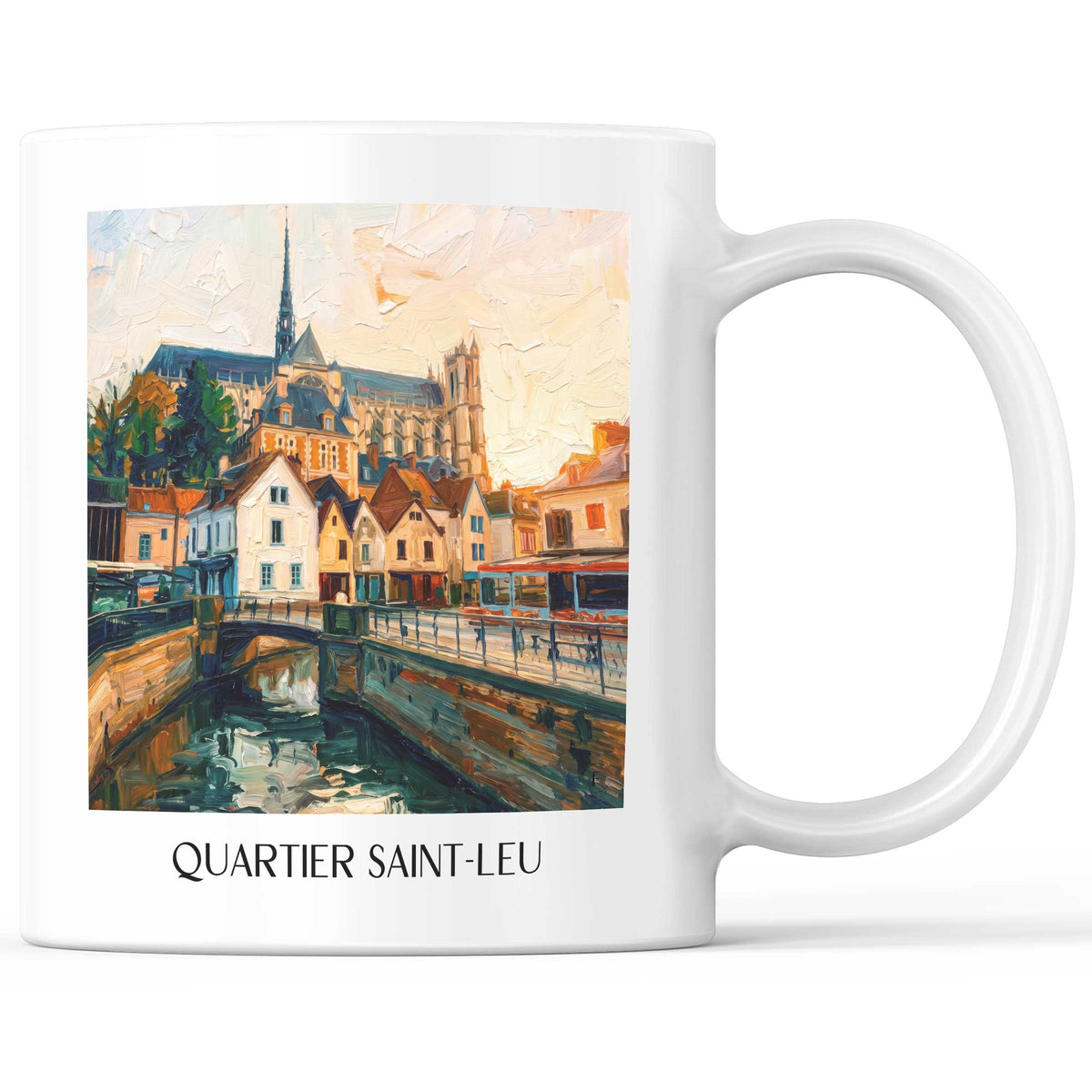 Quartier Saint-Leu Kaffeebecher - Amiens - Frankreich Becher - Kaffeetasse im Ölgemälde Stil