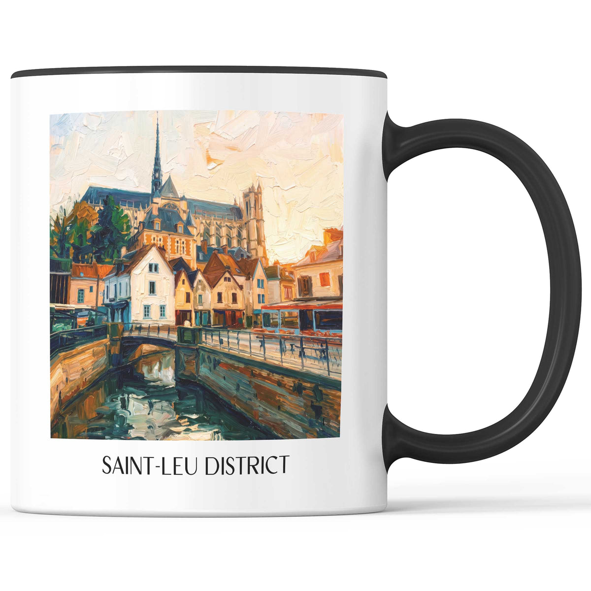 Quartier Saint-Leu Kaffeebecher - Amiens - Frankreich Becher - Kaffeetasse im Ölgemälde Stil