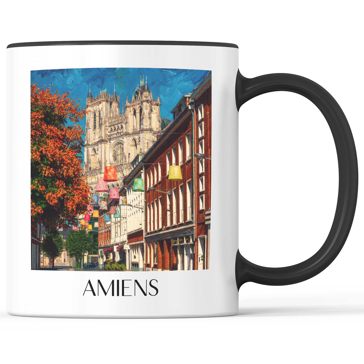 Amiens Kaffeebecher - Somme - Frankreich Becher - Kaffeetasse im Ölgemälde Stil