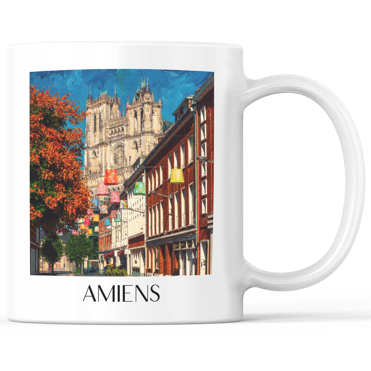 Amiens Kaffeebecher - Somme - Frankreich Becher - Kaffeetasse im Ölgemälde Stil