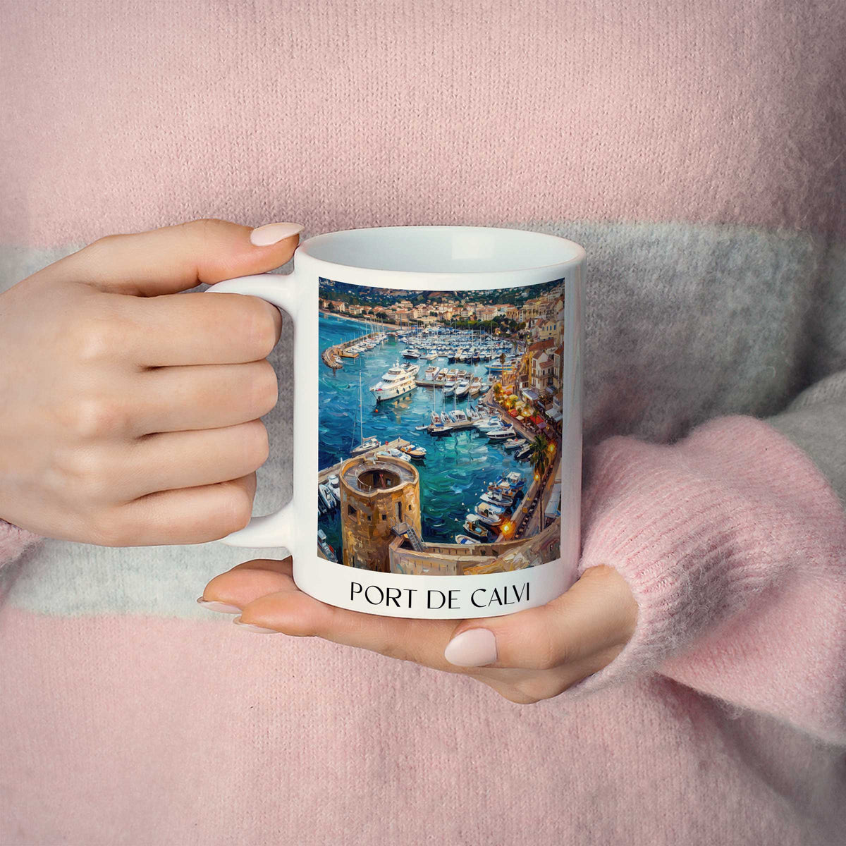port-de-calvi-balagne-frankreich-kaffeebecher-oil-painting-oelgemaelde