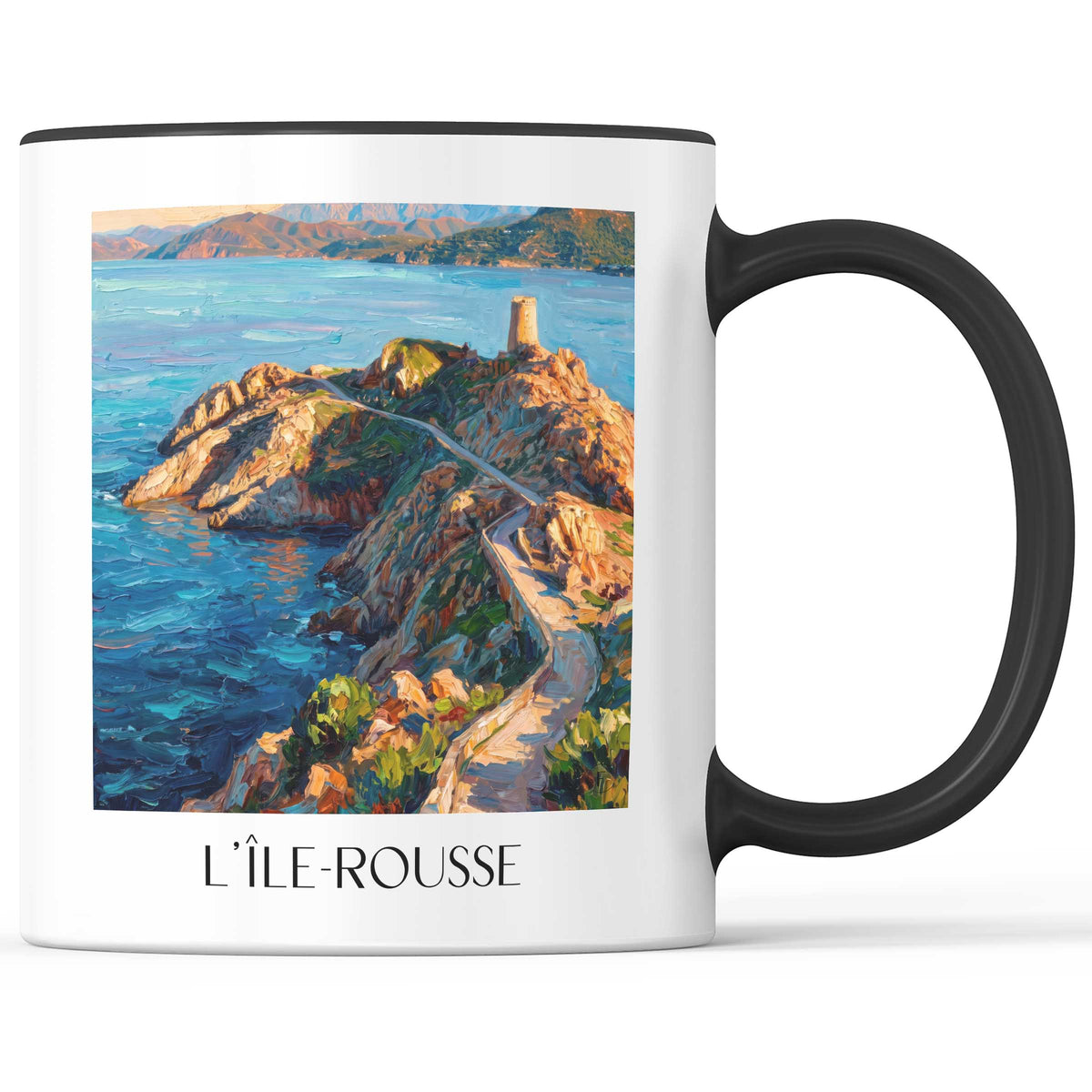 L’Île-Rousse Kaffeebecher - Balagne - Frankreich Becher - Kaffeetasse im Ölgemälde Stil