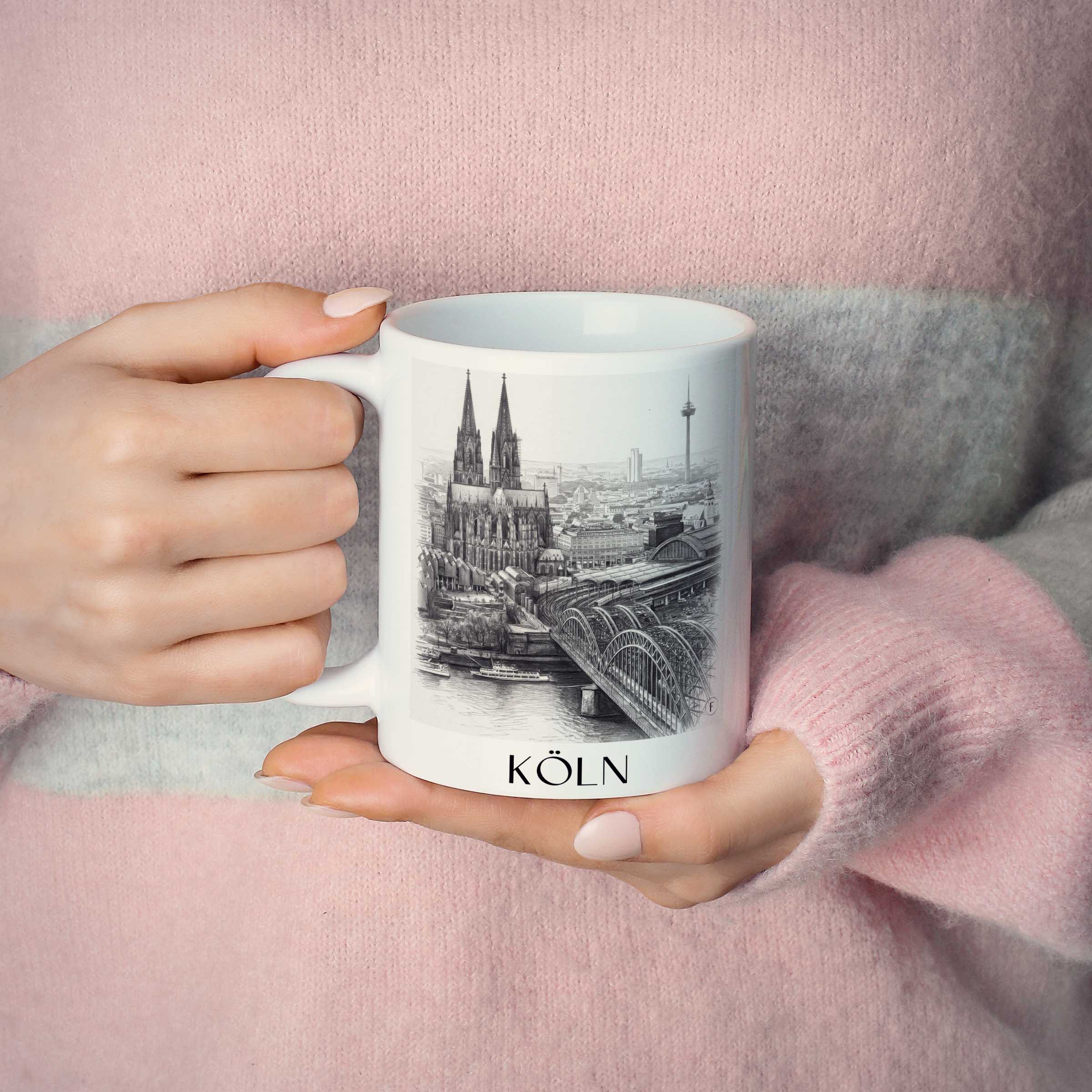 köln-deutschland-kaffeebecher-bleistift-zeichnung-drawing