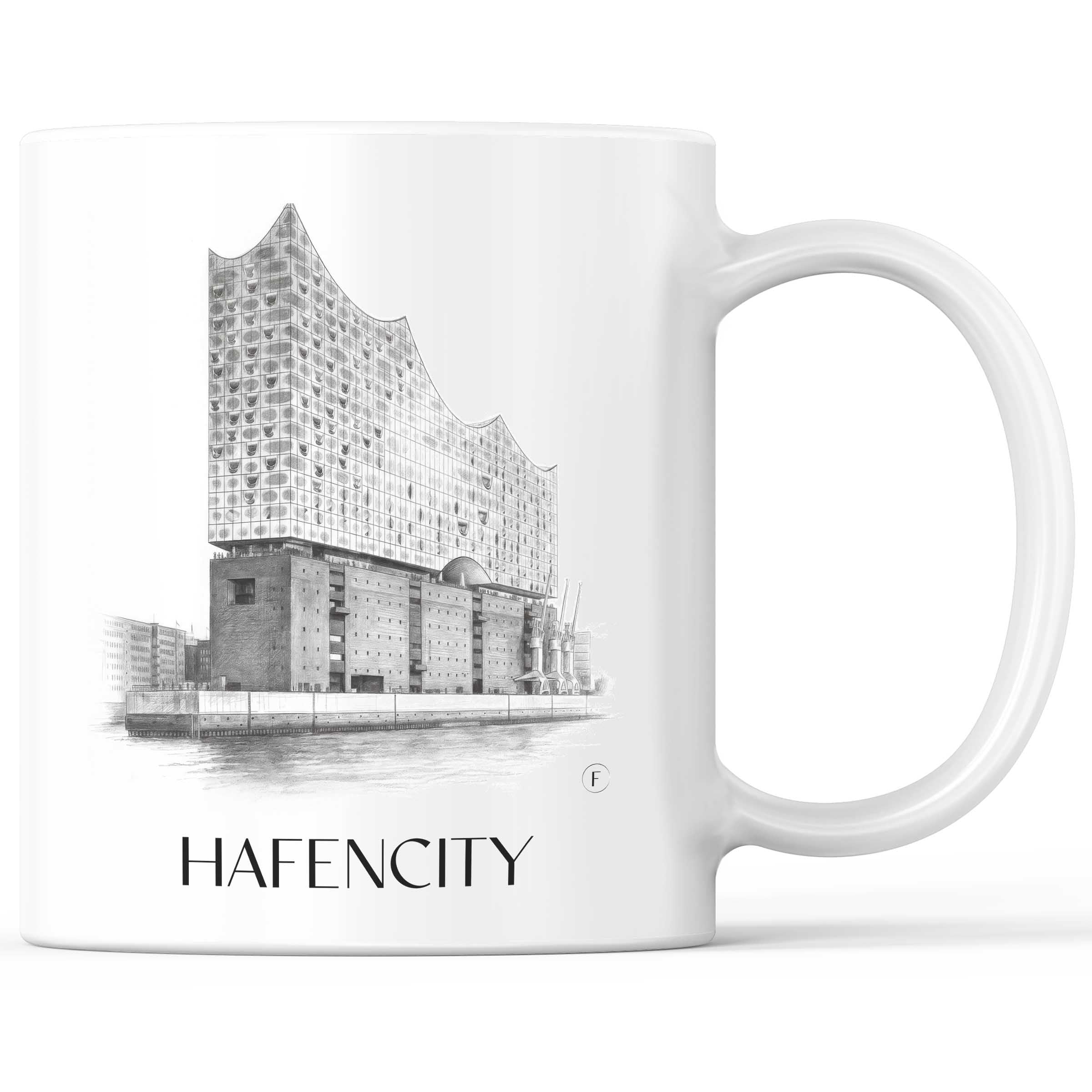 Hafencity Kaffeebecher - Hamburg - Deutschland Becher - Kaffeetasse im Zeichnung Stil