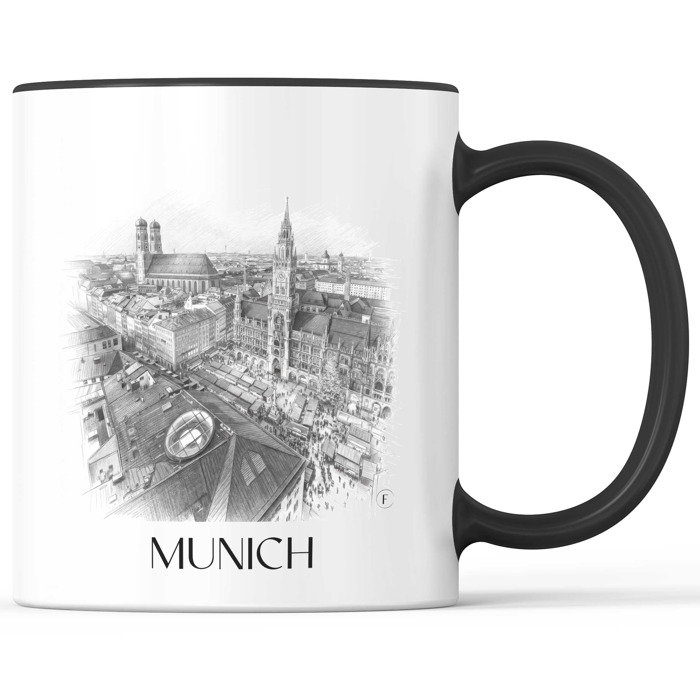 München - Deutschland Becher - Kaffeetasse im Zeichnung Stil