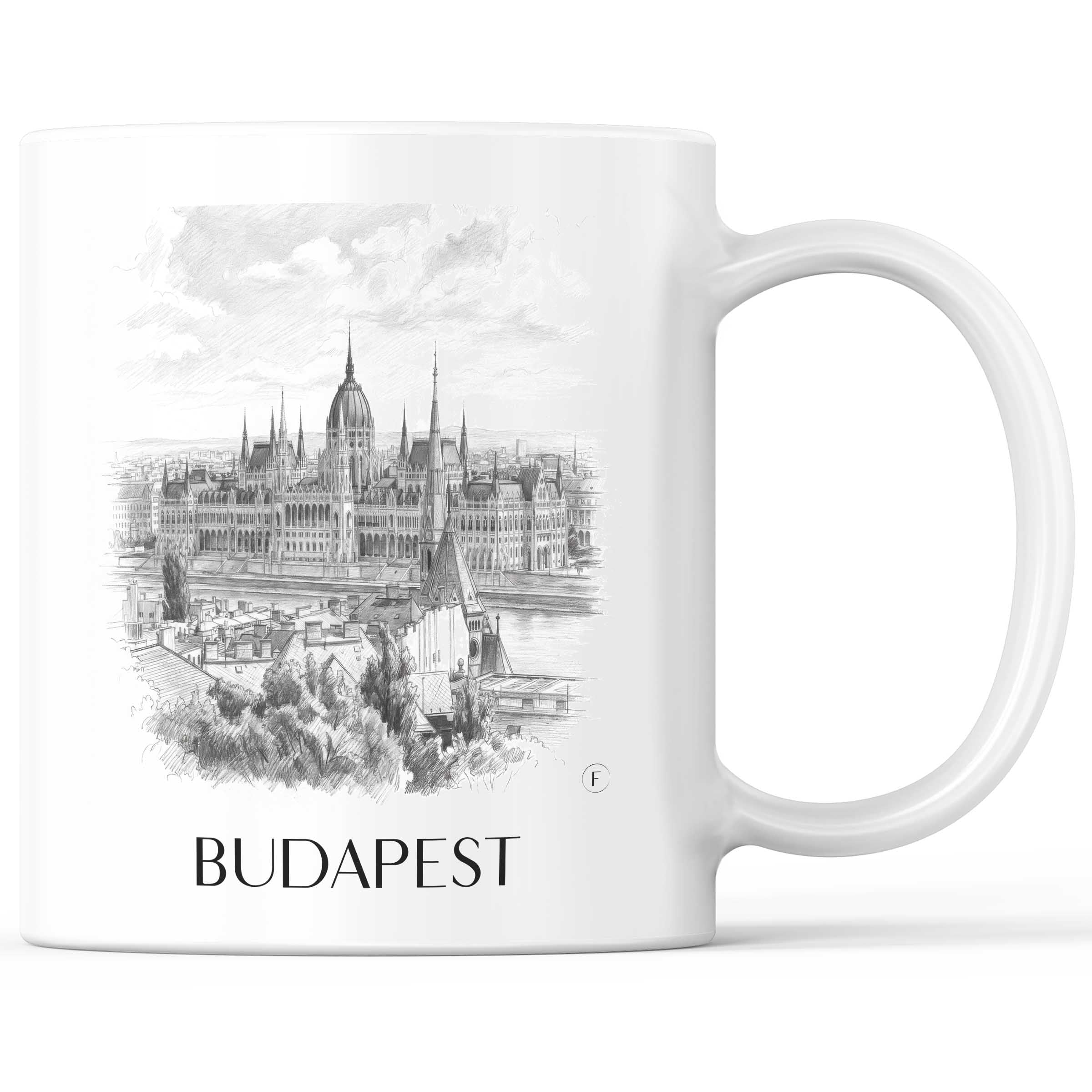 Budapest - Ungarn Becher - Kaffeetasse im Zeichnung Stil