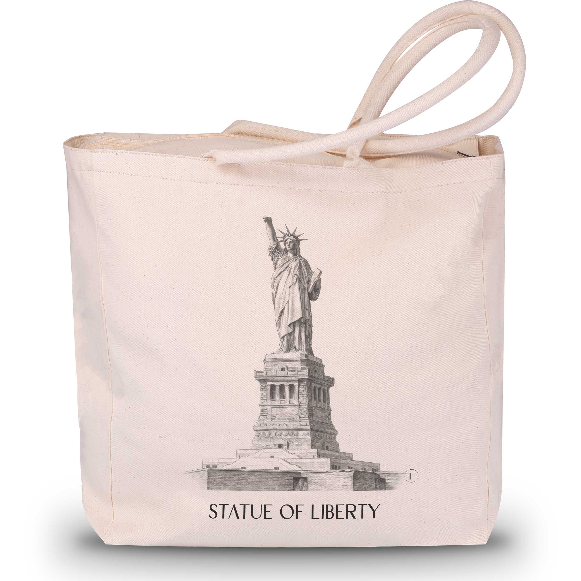 Freiheitsstatue Shopping Tasche - New York City - USA Tote Bag - Einkaufstasche im Zeichnung Stil