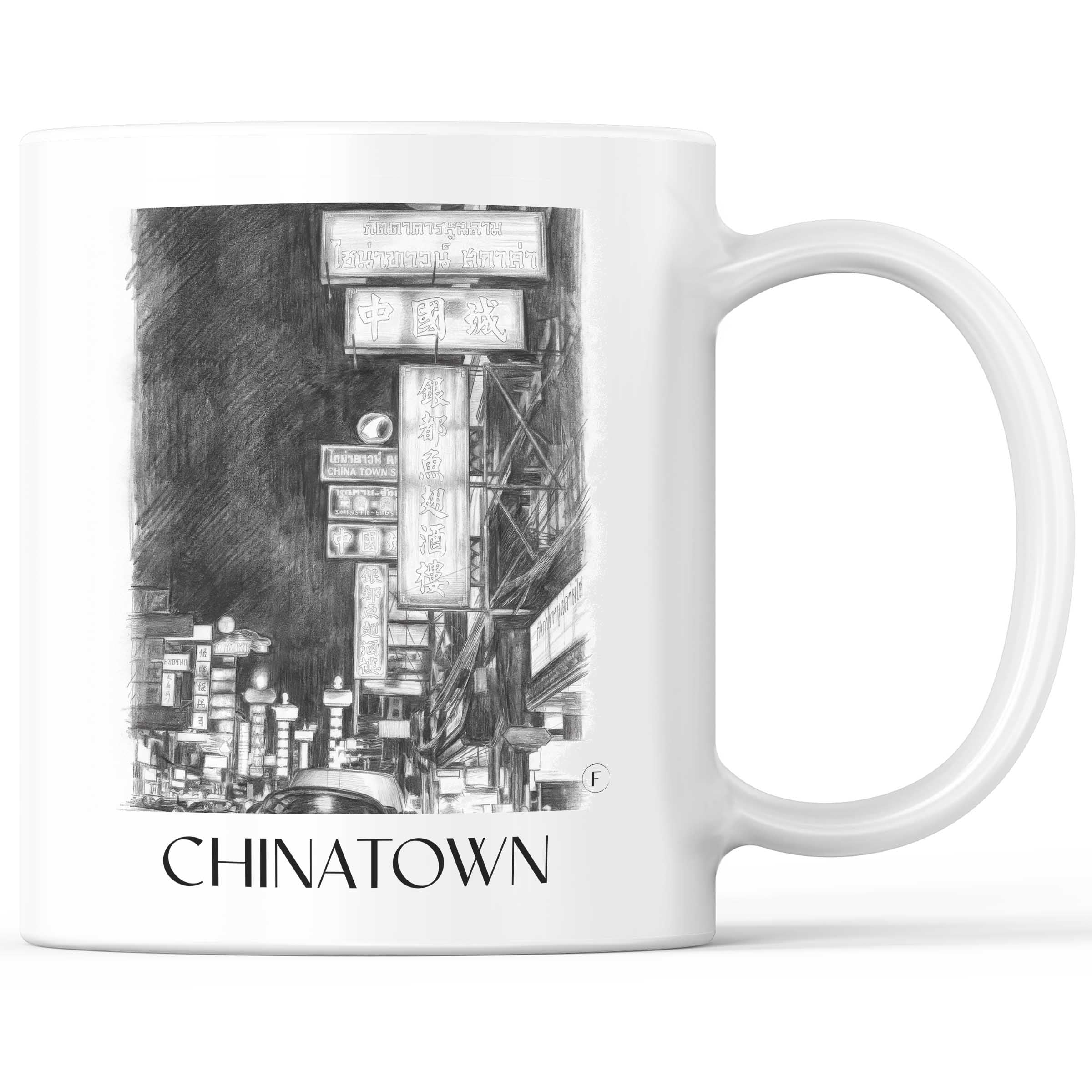 Chinatown Kaffeebecher - Bangkok - Thailand Becher - Kaffeetasse im Zeichnung Stil