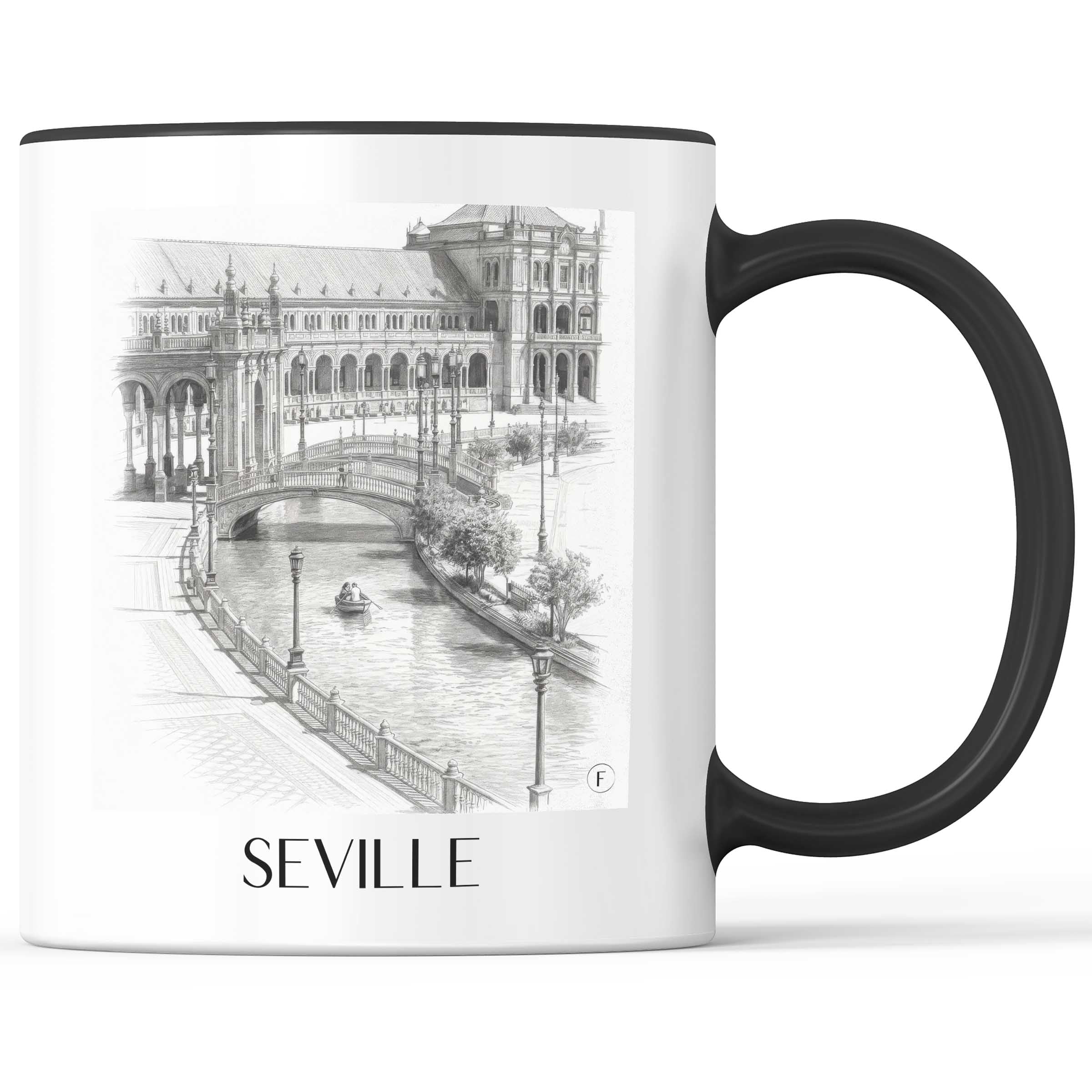 Sevilla - Spanien Becher - Kaffeetasse im Zeichnung Stil