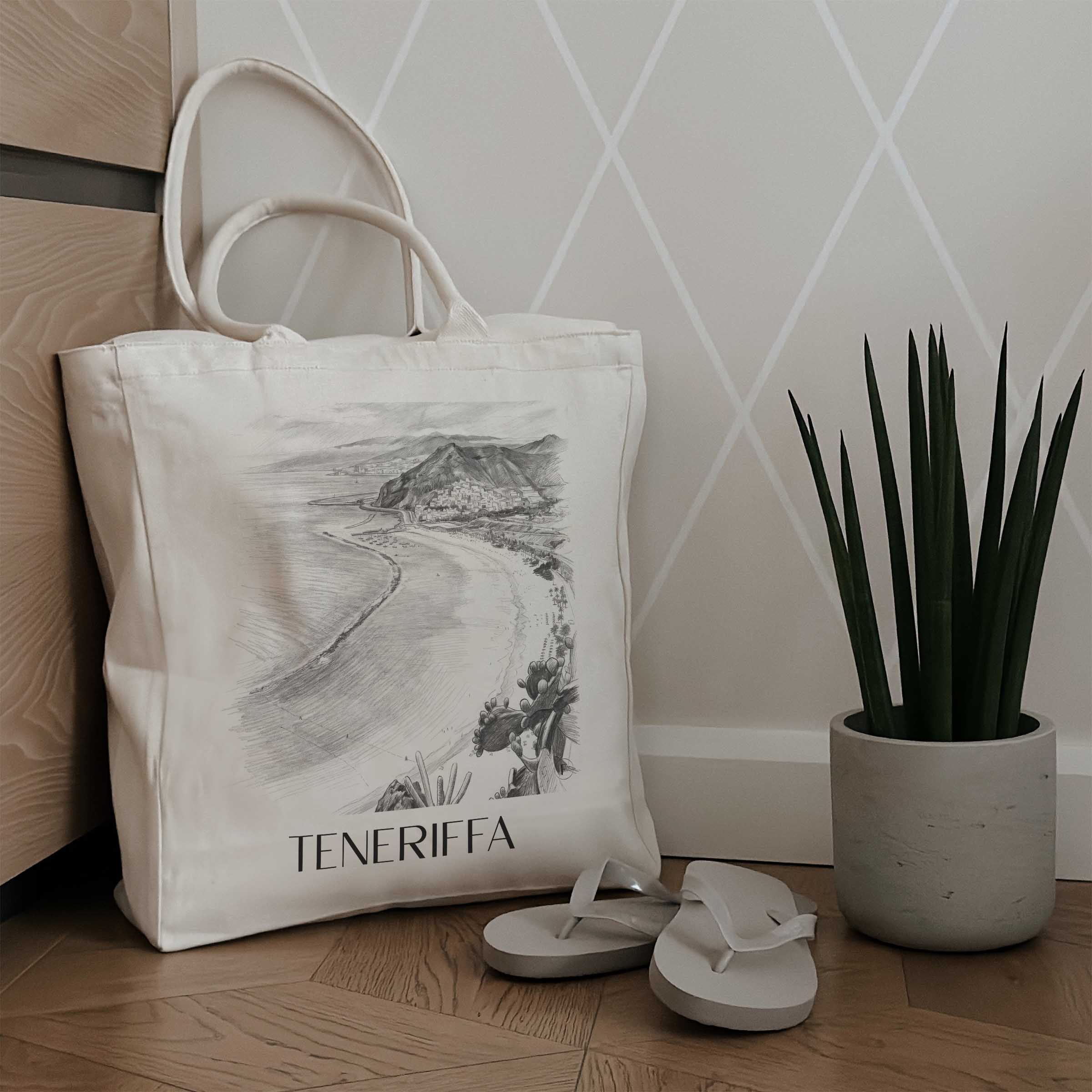 teneriffa-spanien-einkaufstasche-bleistift-zeichnung-drawing
