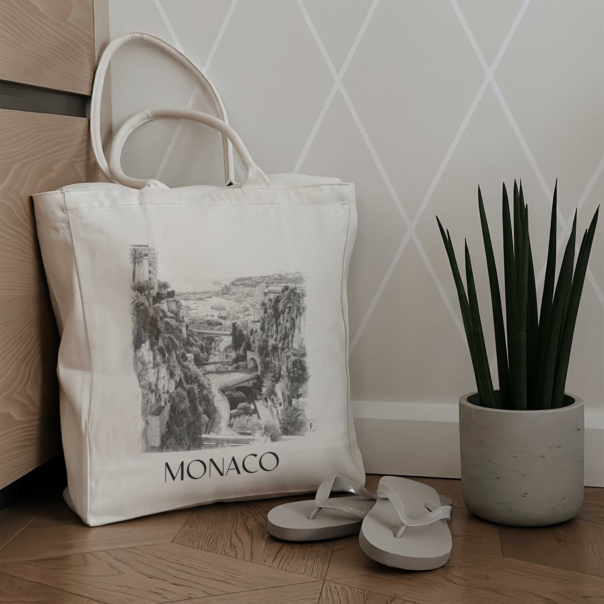monaco-monaco-einkaufstasche-bleistift-zeichnung-drawing