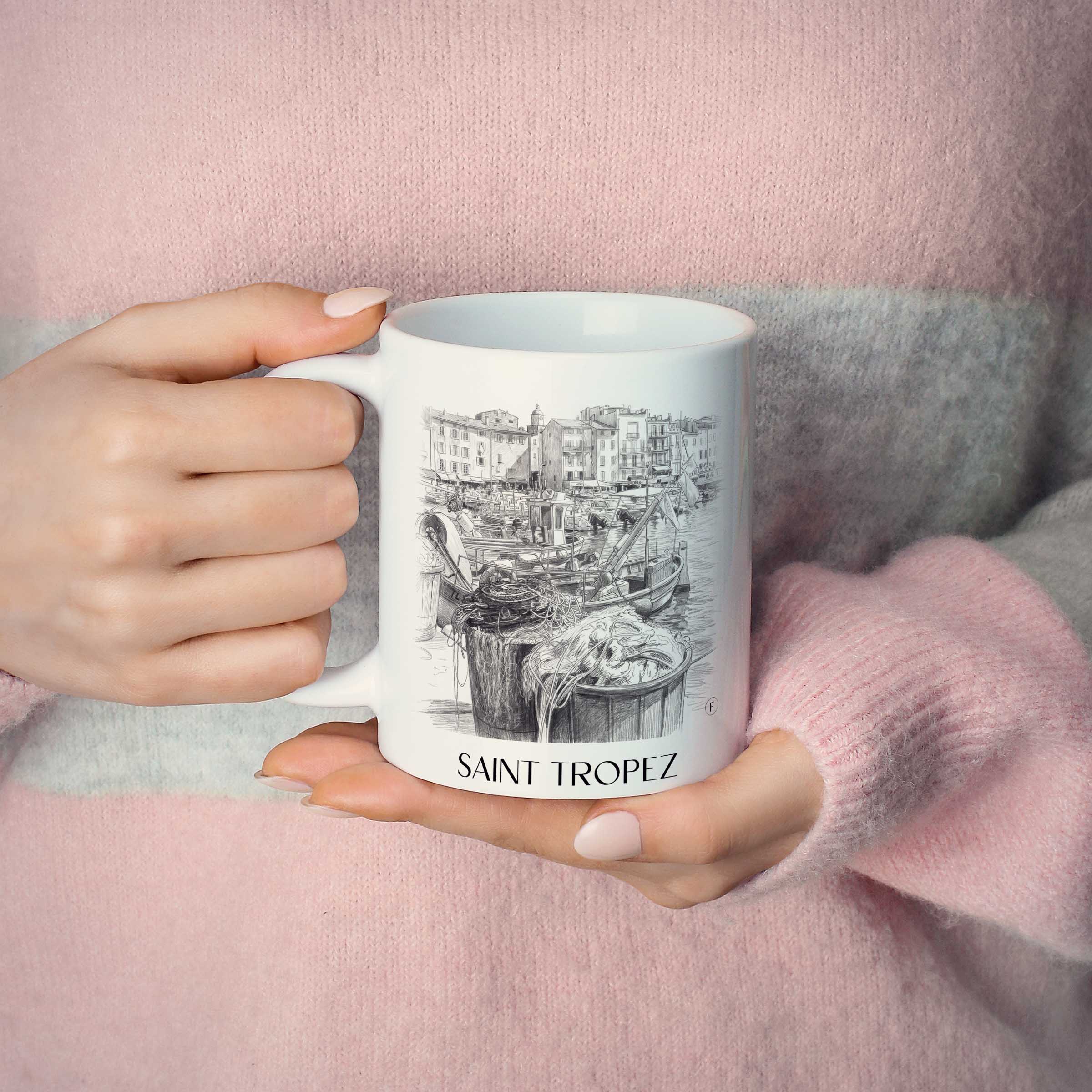 saint-tropez-frankreich-kaffeebecher-bleistift-zeichnung-drawing