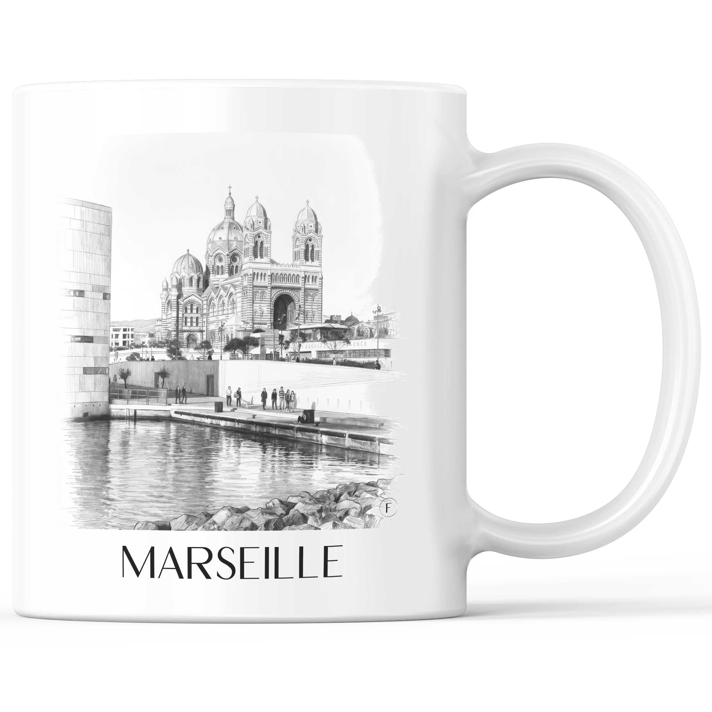Marseille - Frankreich Becher - Kaffeetasse im Zeichnung Stil