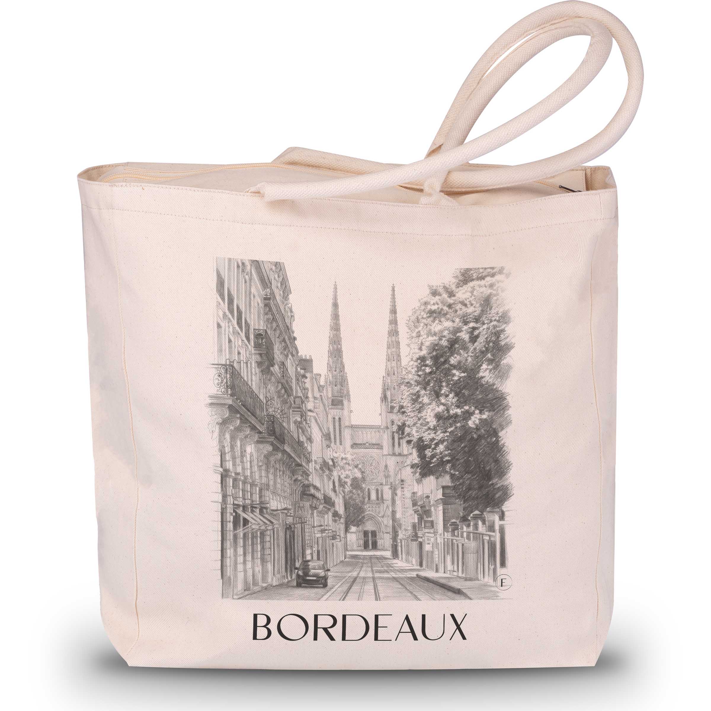 Bordeaux - Frankreich Tote Bag - Einkaufstasche im Zeichnung Stil