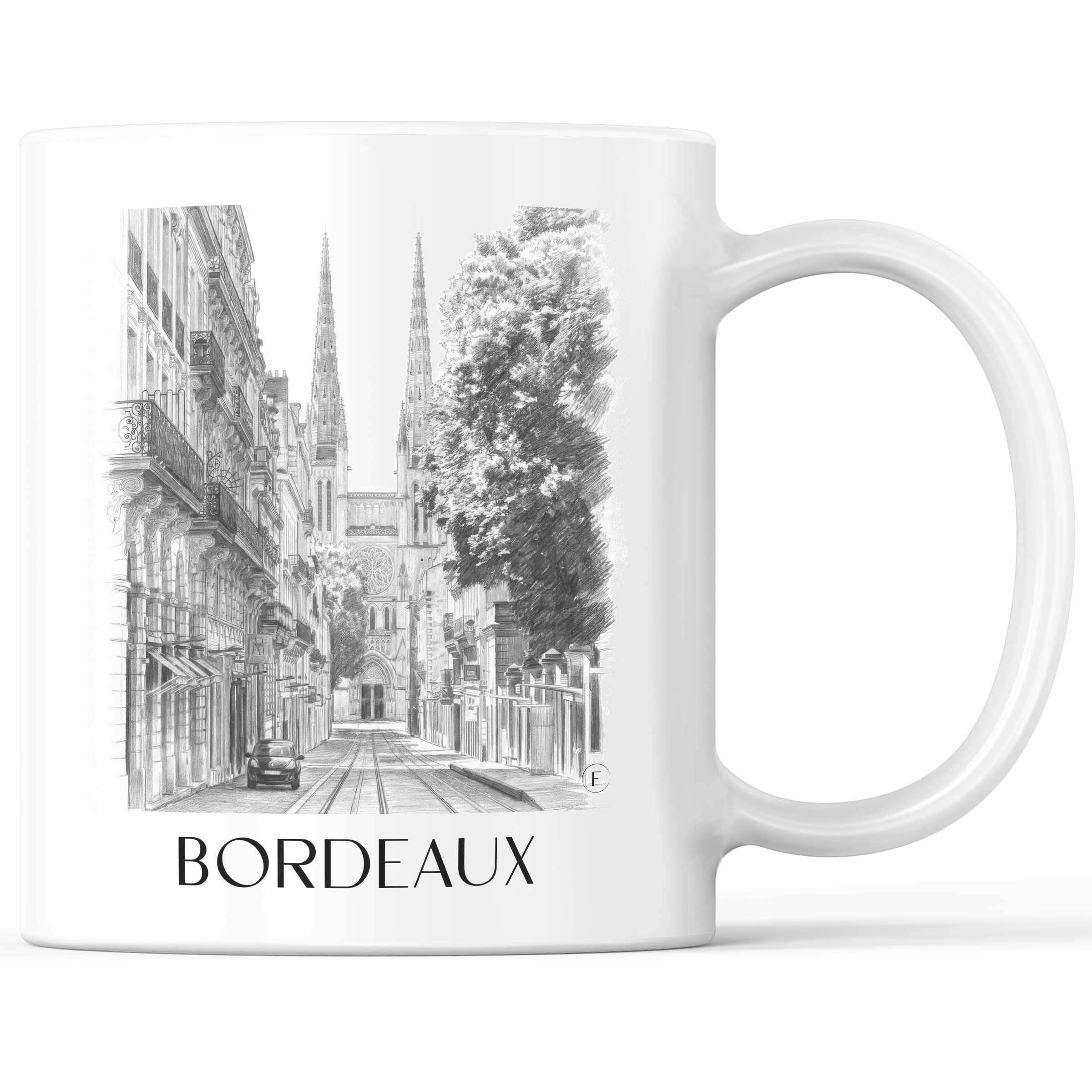 Bordeaux - Frankreich Becher - Kaffeetasse im Zeichnung Stil