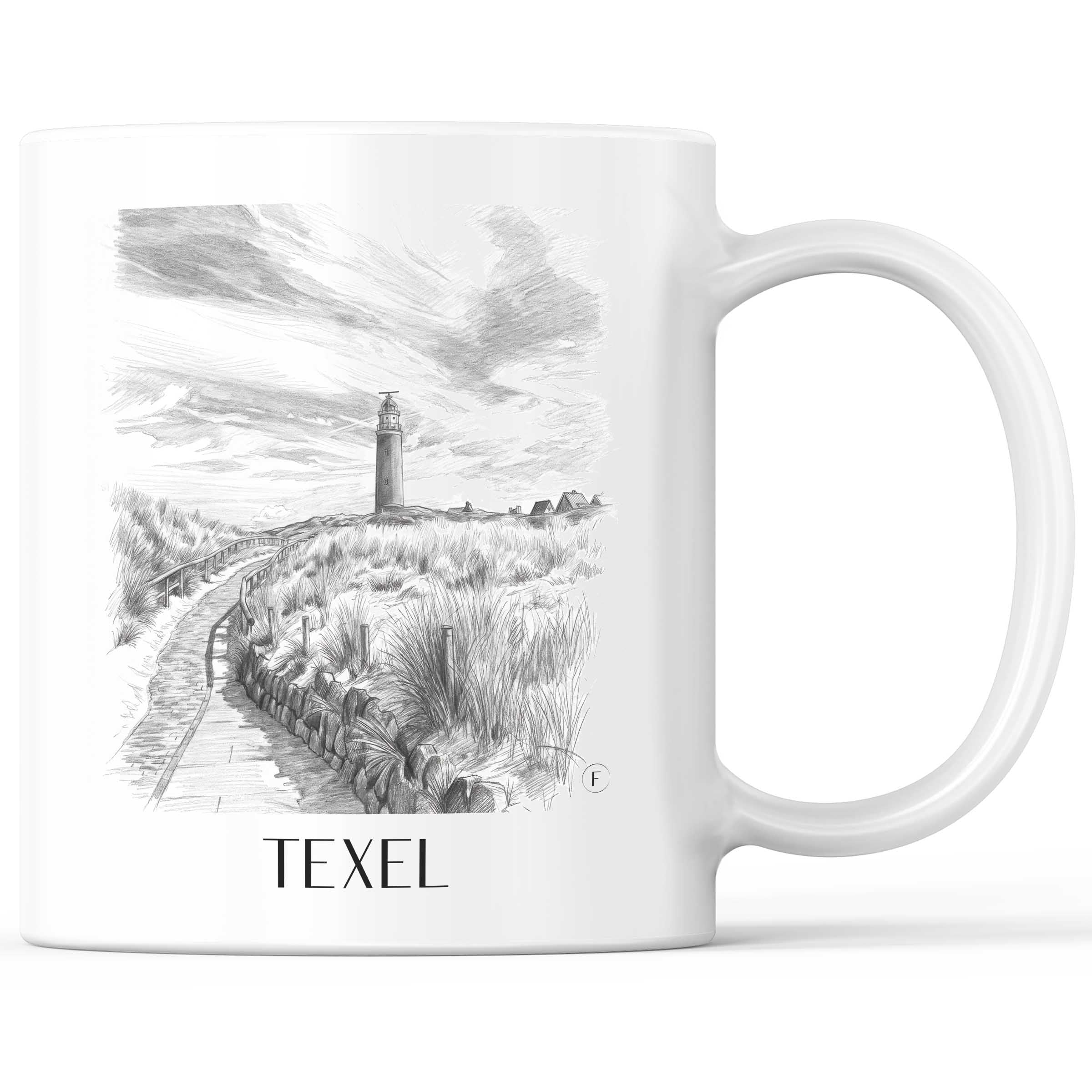 Texel - Niederlande Becher - Kaffeetasse im Zeichnung Stil