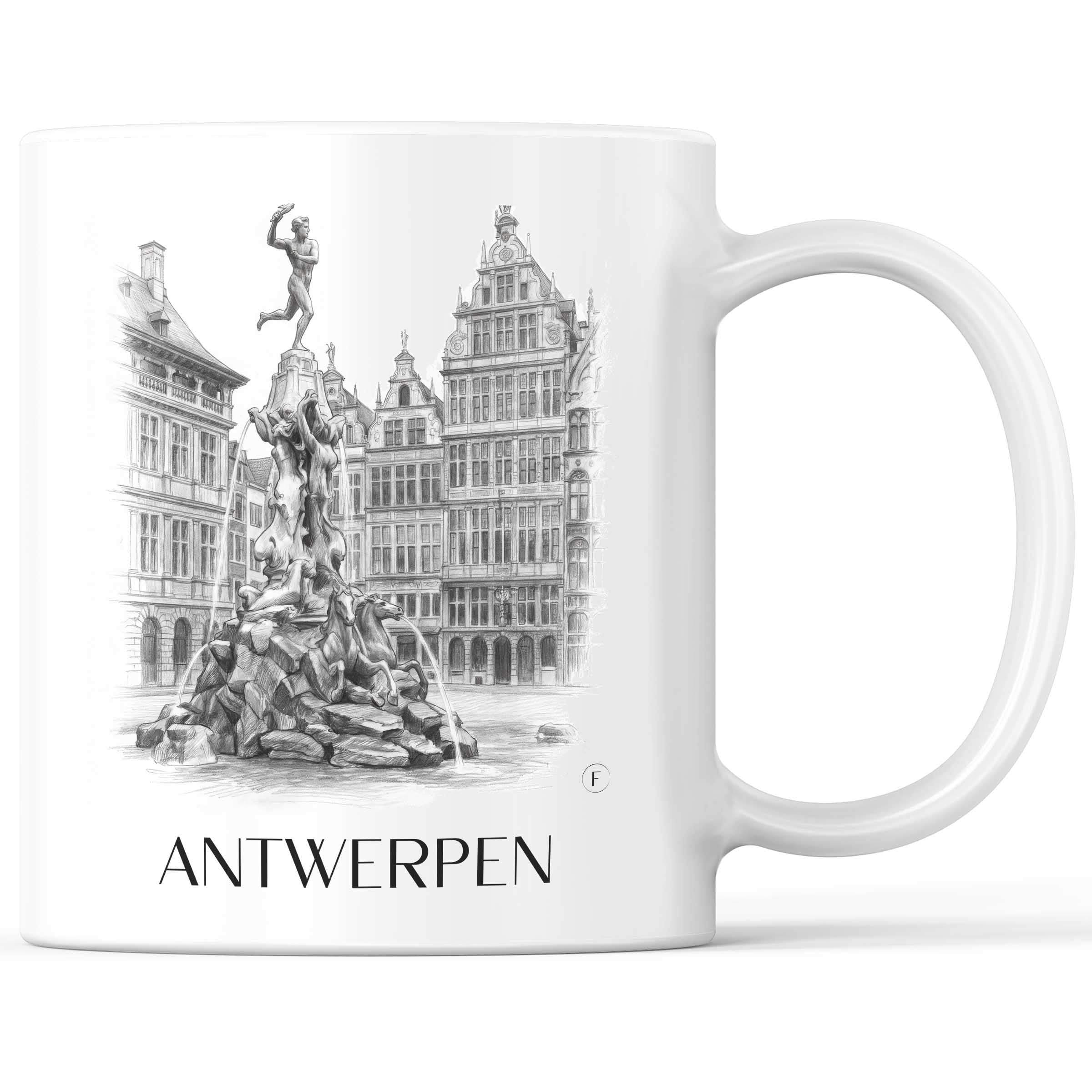Antwerpen - Belgien Becher - Kaffeetasse im Zeichnung Stil