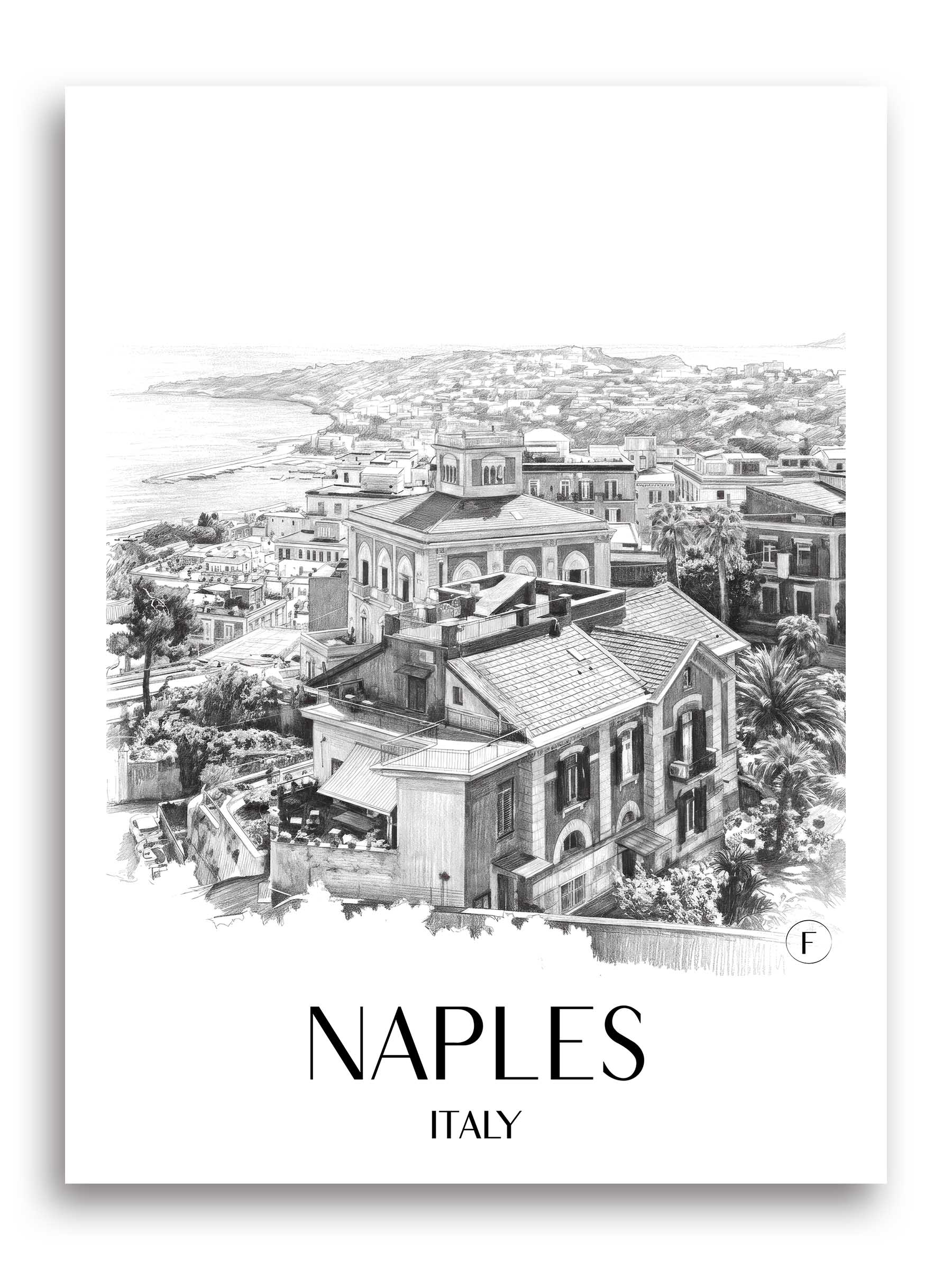 Neapel Poster - - Italien Kunstdruck - Zeichnung von A4 bis A1