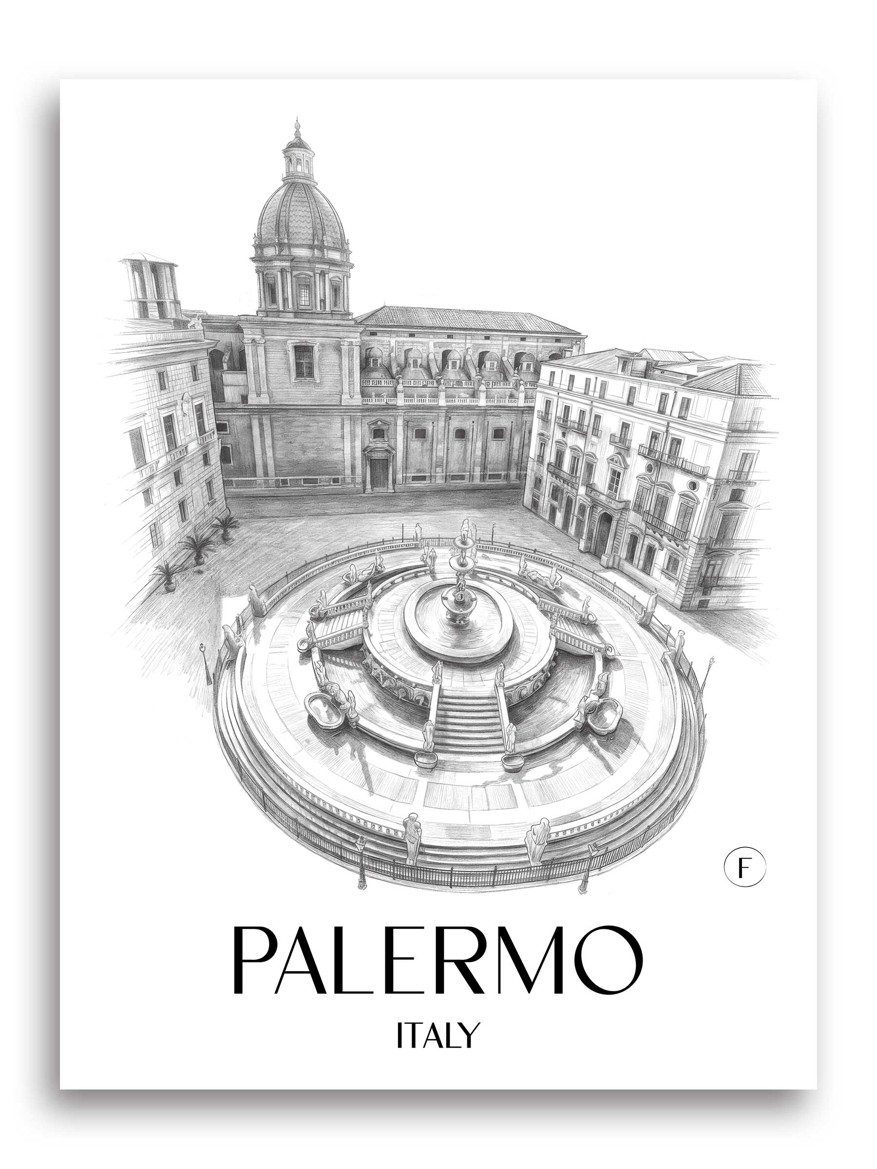 Palermo Poster - - Italien Kunstdruck - Zeichnung von A4 bis A1