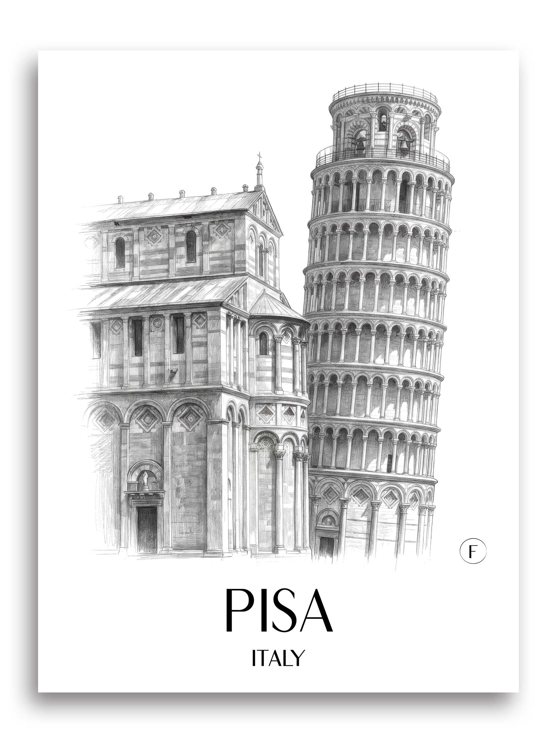 Pisa Poster - - Italien Kunstdruck - Zeichnung von A4 bis A1
