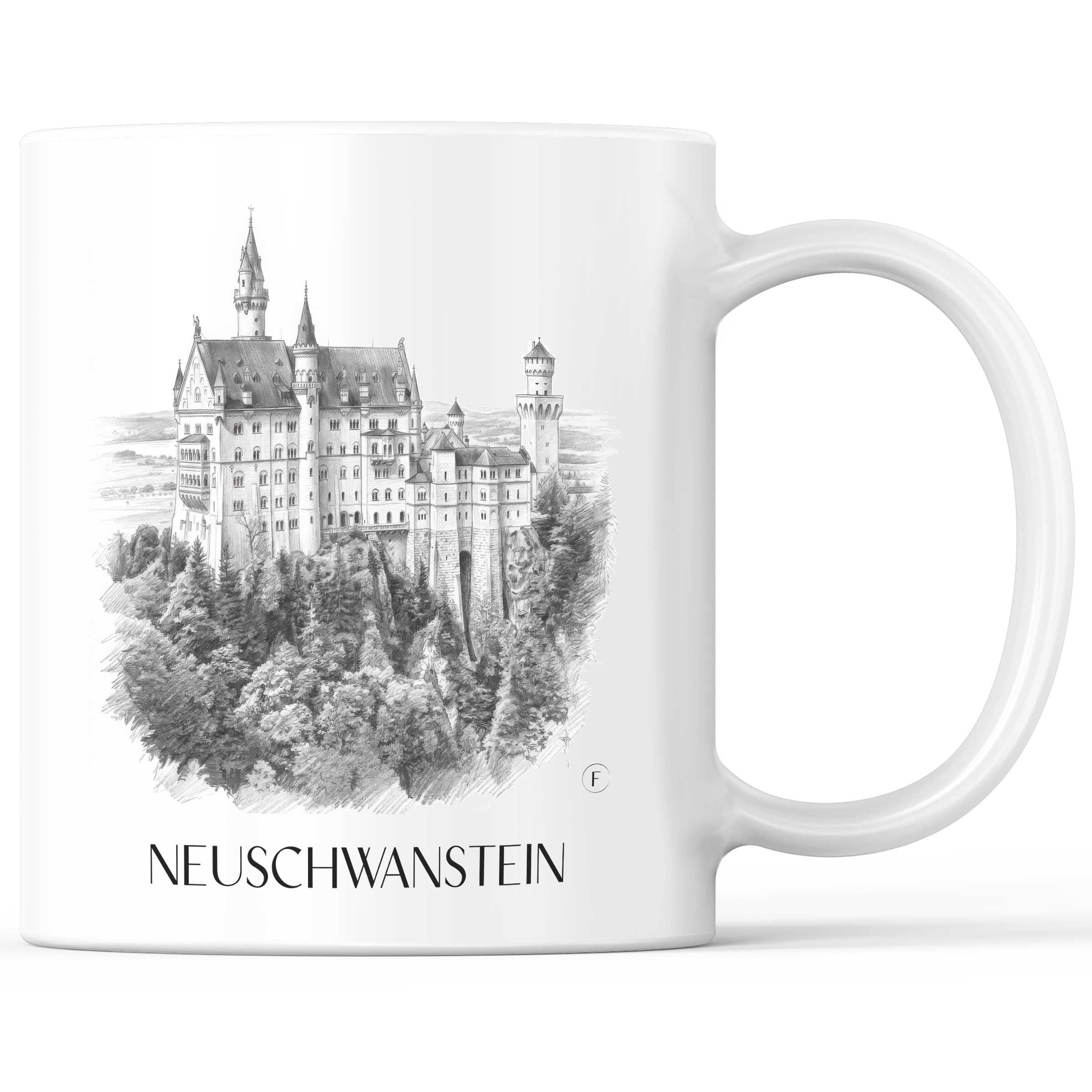 Neuschwanstein - Deutschland Becher - Kaffeetasse im Zeichnung Stil