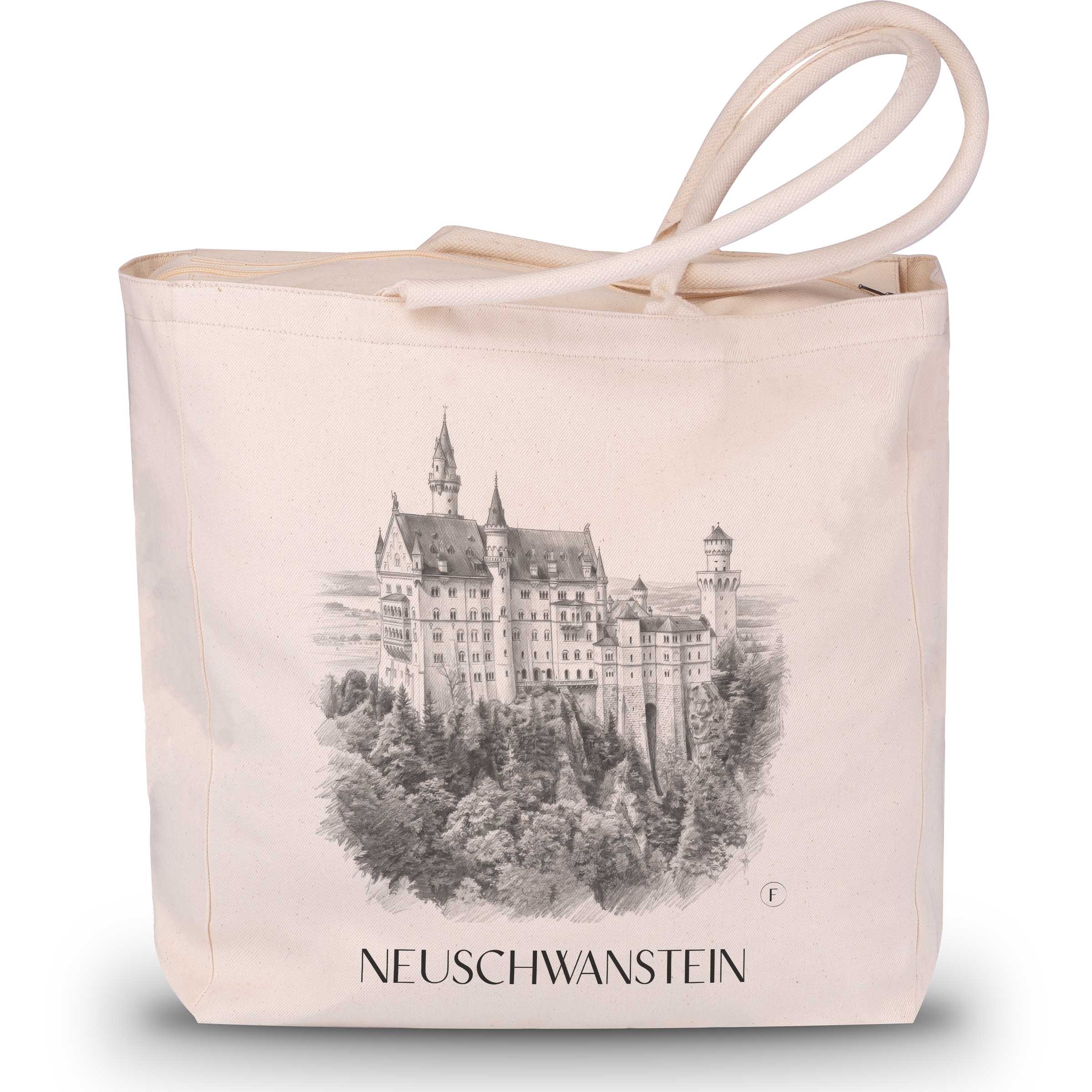 Neuschwanstein - Deutschland Tote Bag - Einkaufstasche im Zeichnung Stil