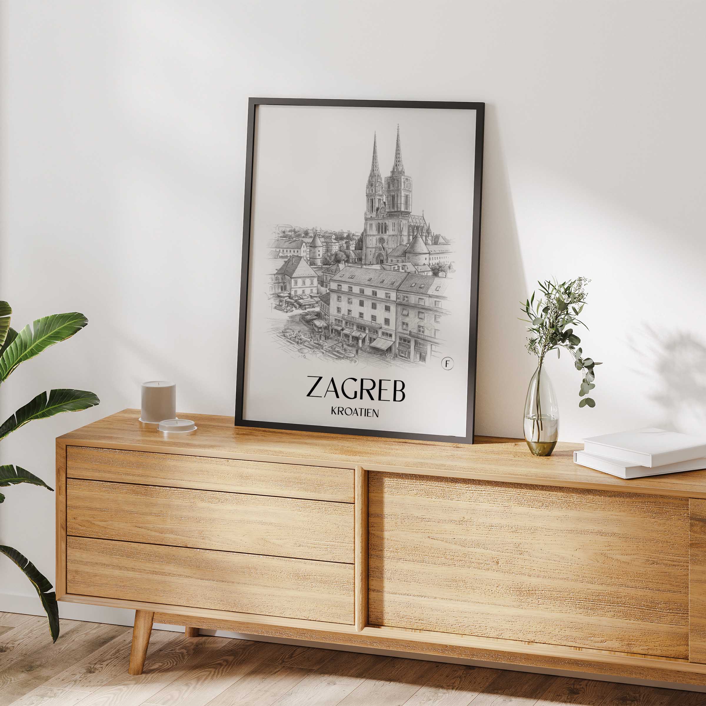 zagreb-kroatien-poster-bleistift-zeichnung-drawing