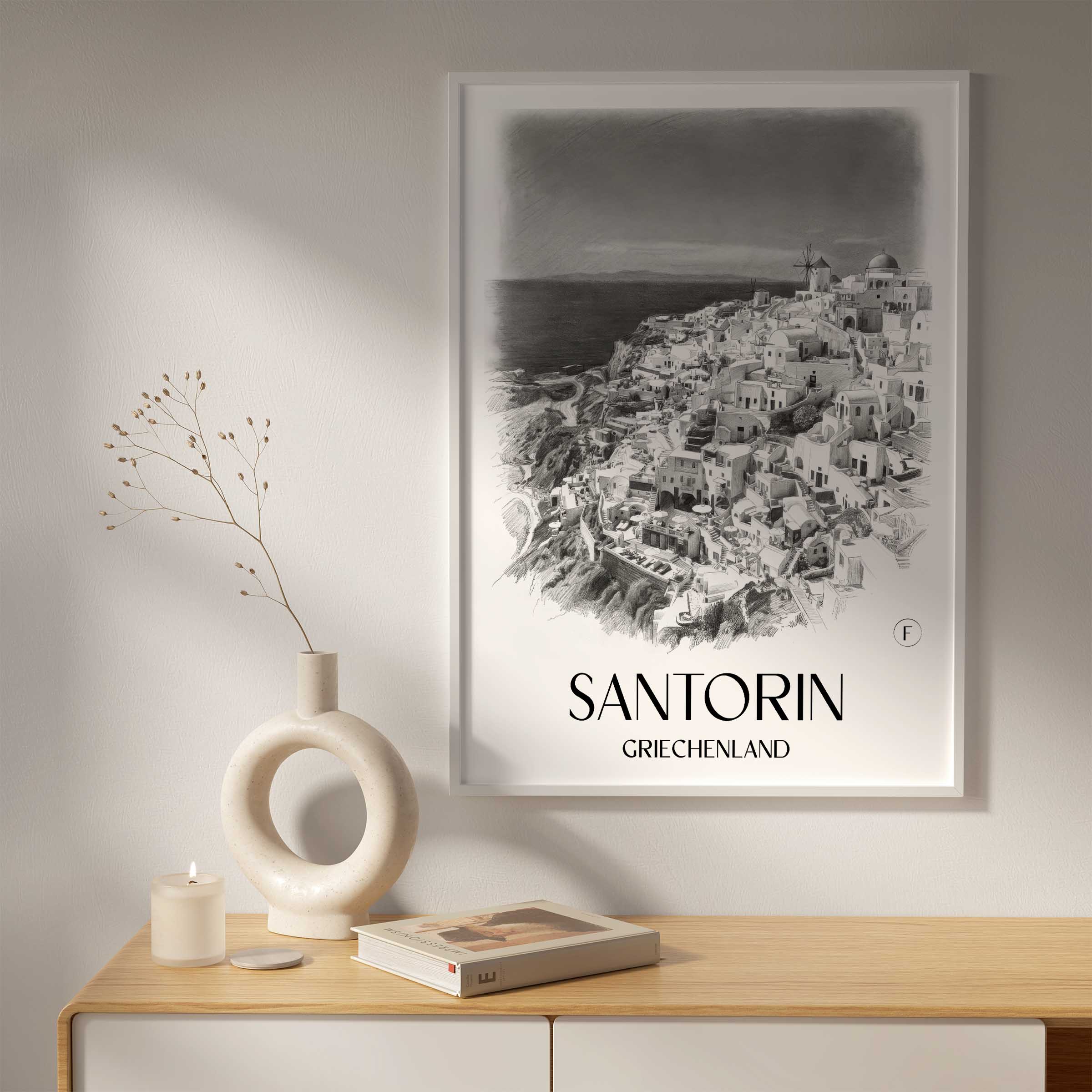 santorin-griechenland-poster-bleistift-zeichnung-drawing