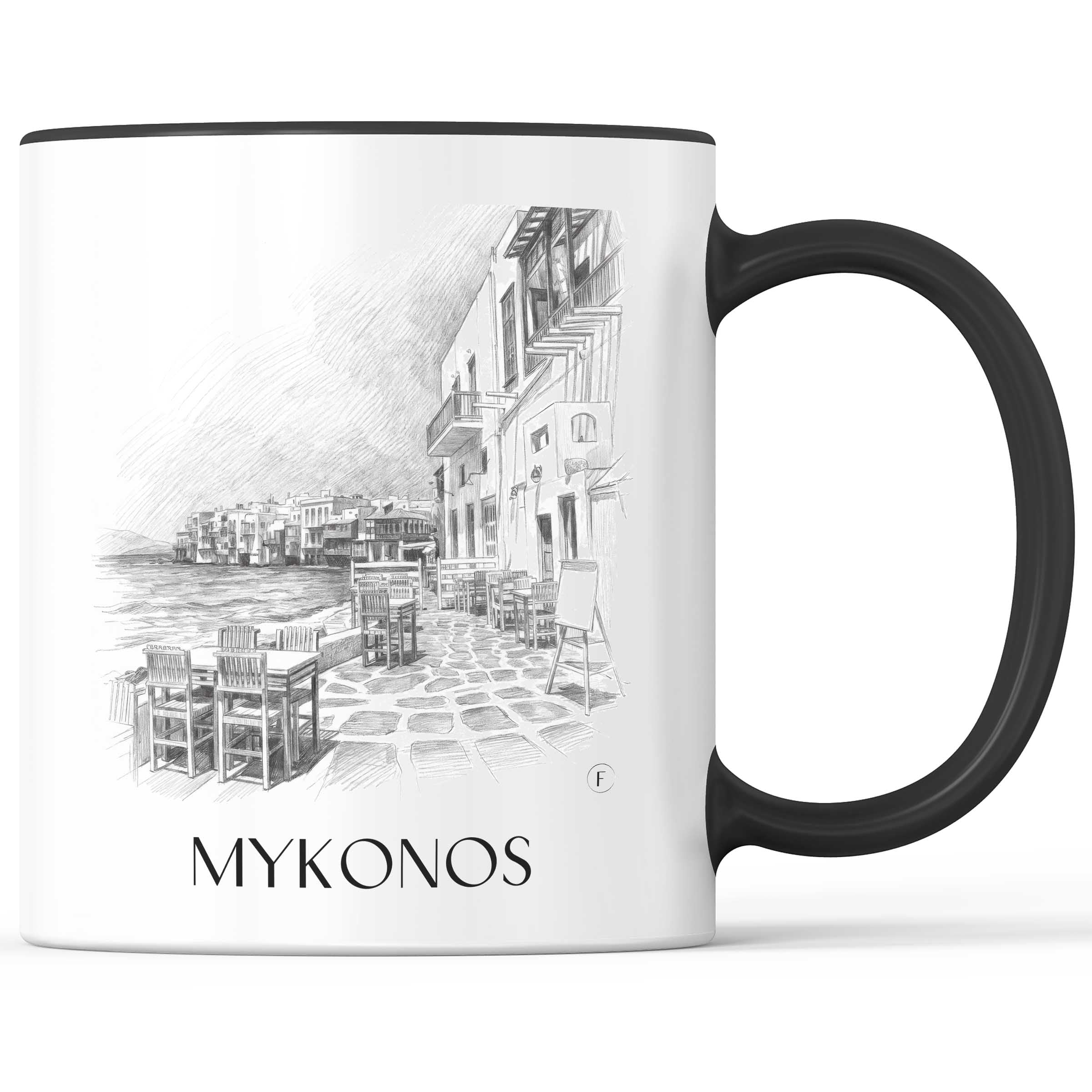 Mykonos - Griechenland Becher - Kaffeetasse im Zeichnung Stil